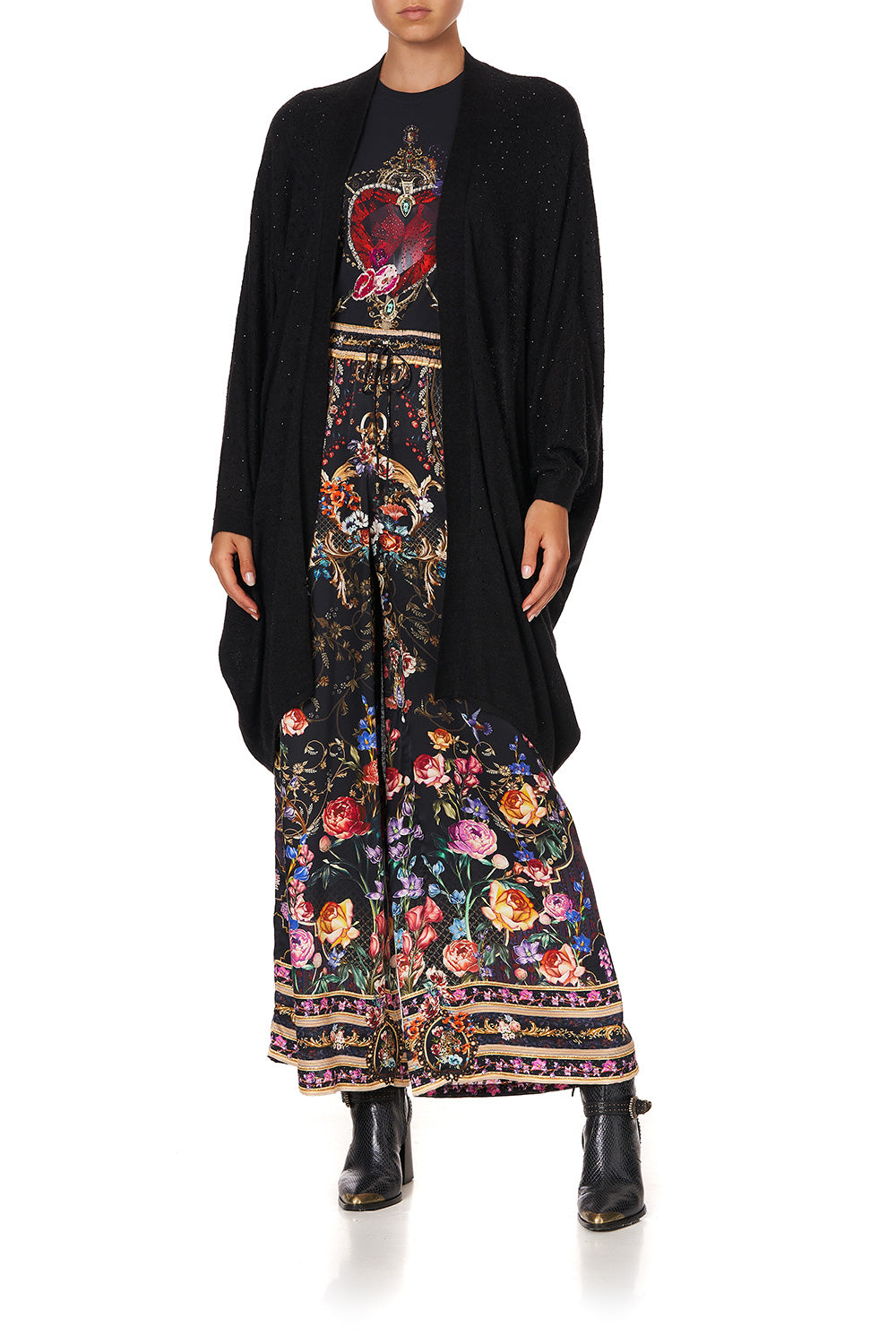 SOFT KNIT PONCHO WITH CRYSTALS BLUSHING MANOR