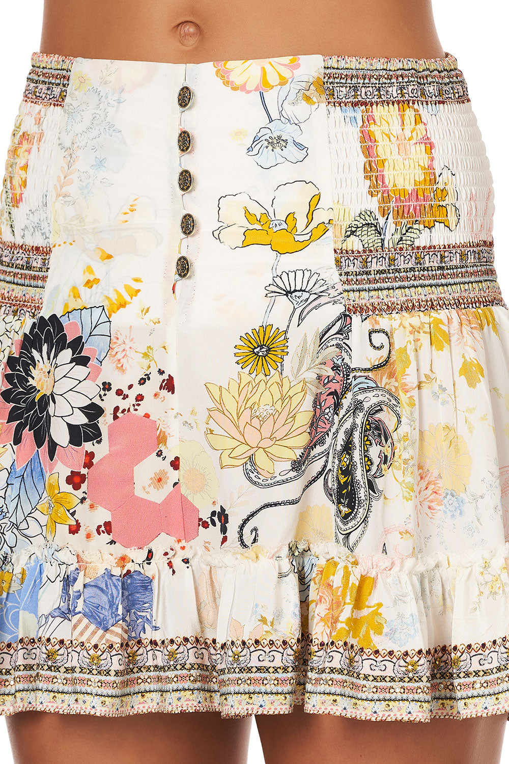 BUTTON DOWN FRILL SKIRT BRITAIN BOUQUET