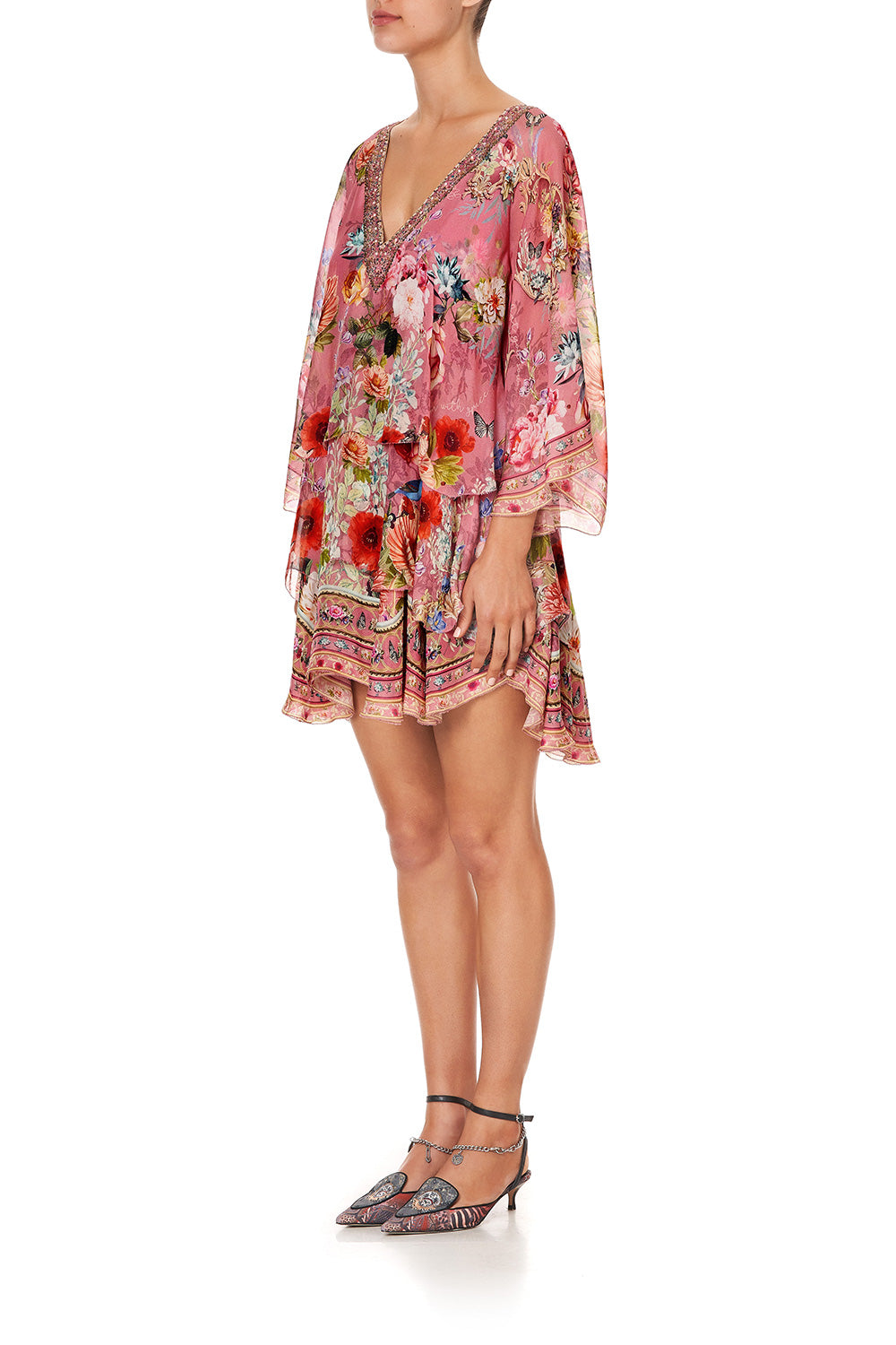 LAYERED FRILL SHORT DRESS PATCHWORK HEART