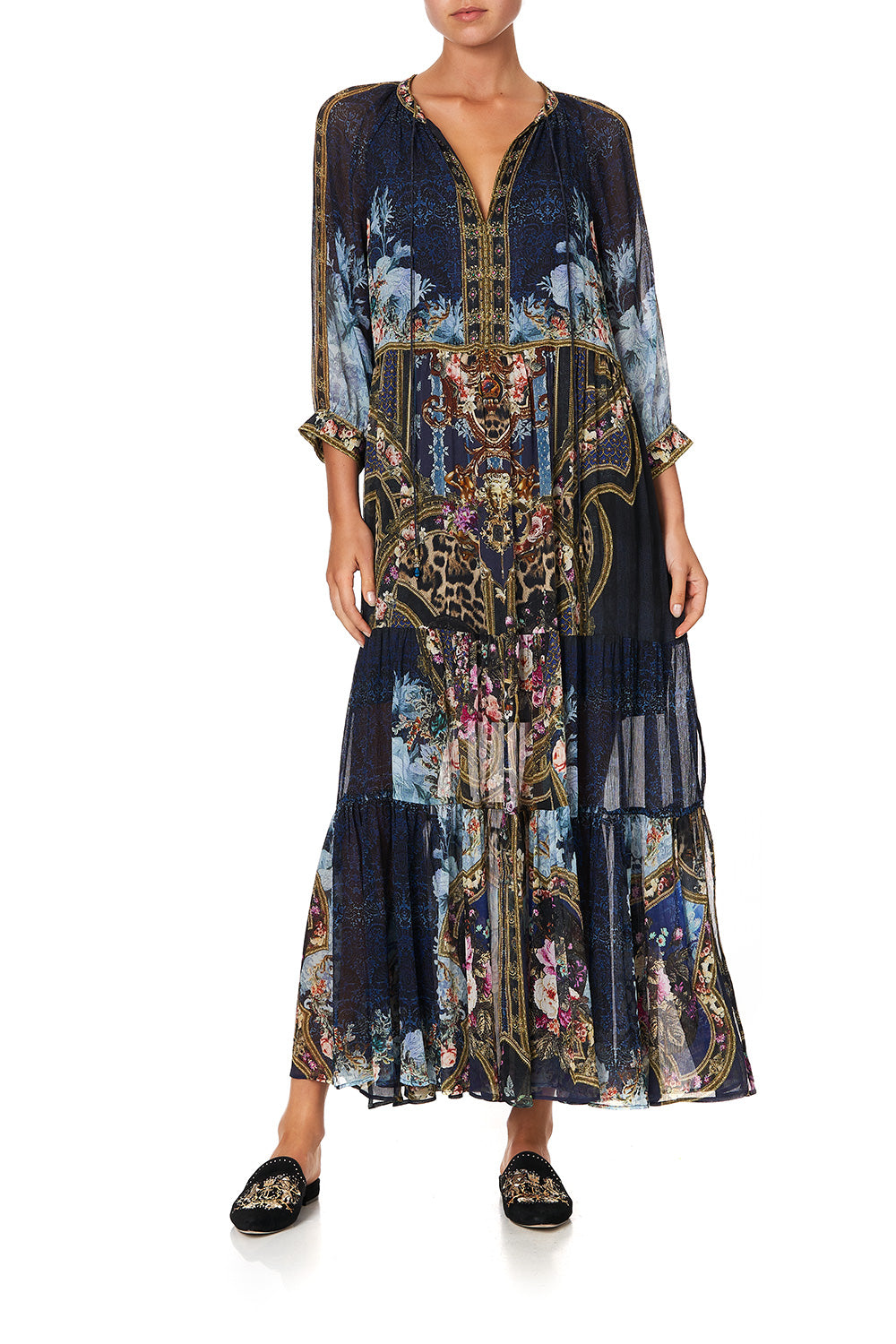 LONG GATHERED PANEL DRESS FIELDS OF TREASURE