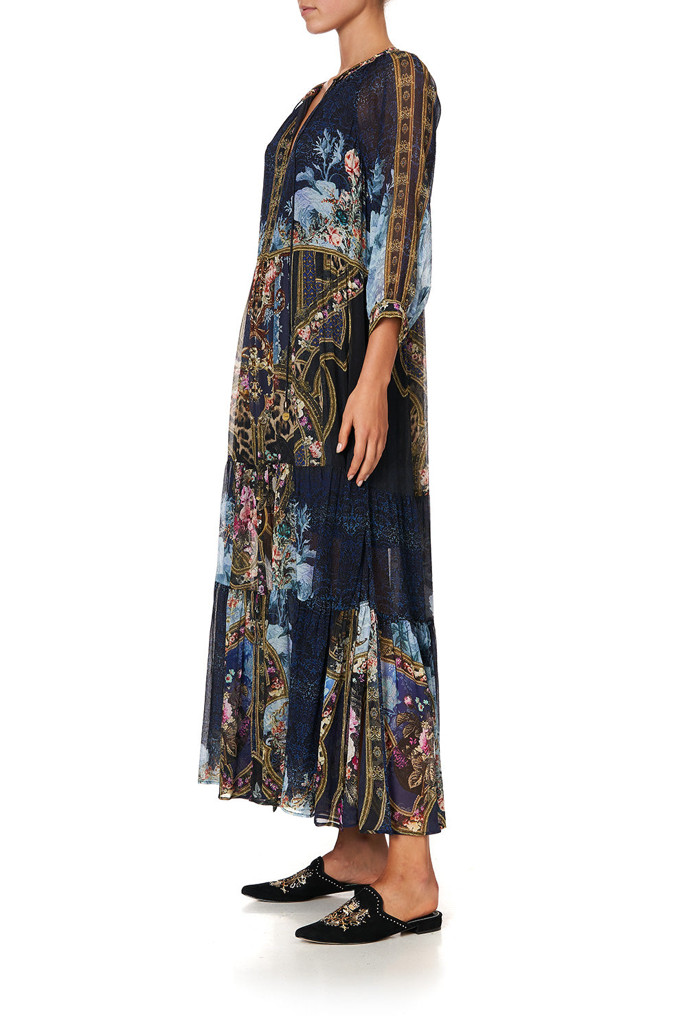 LONG GATHERED PANEL DRESS FIELDS OF TREASURE