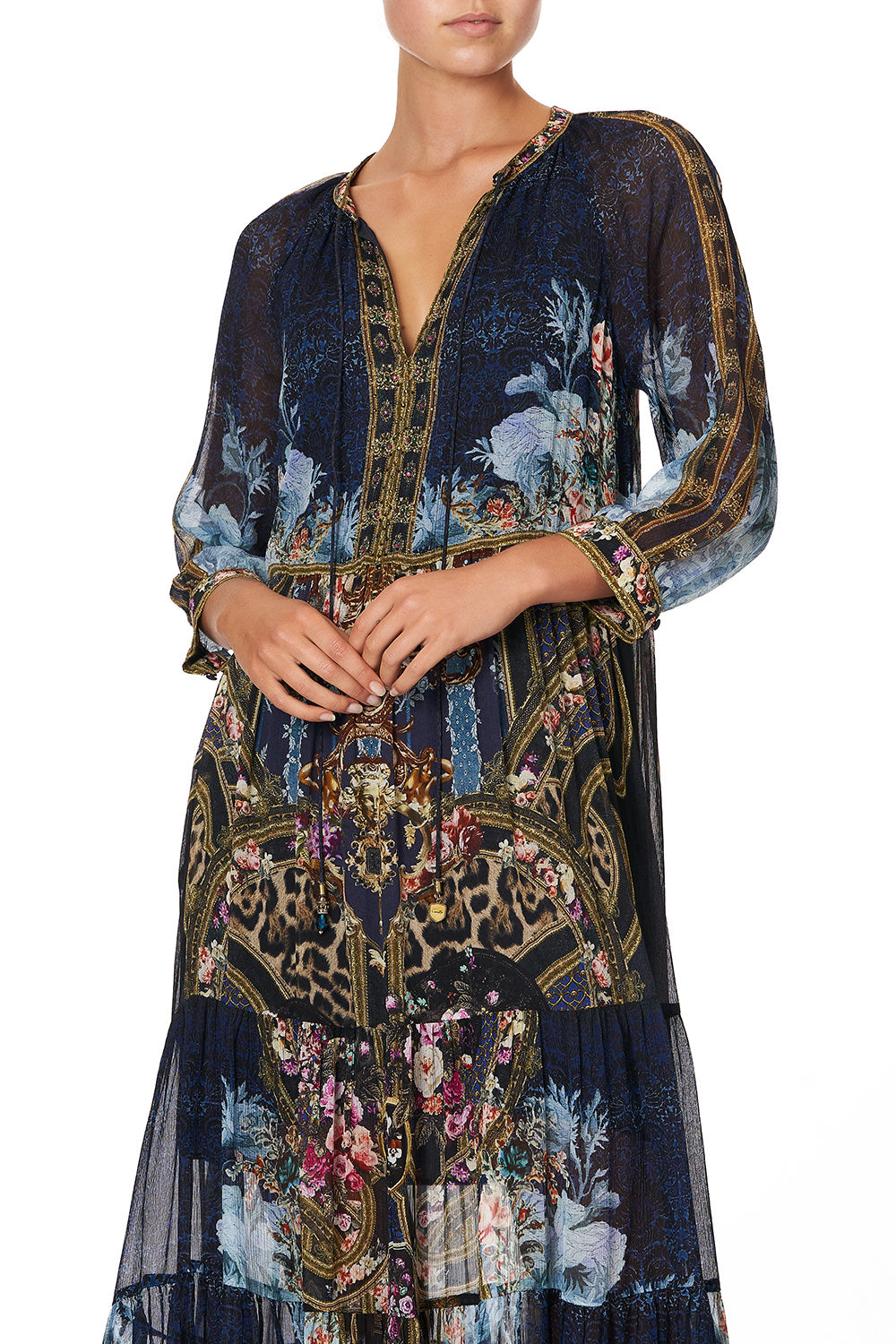 LONG GATHERED PANEL DRESS FIELDS OF TREASURE