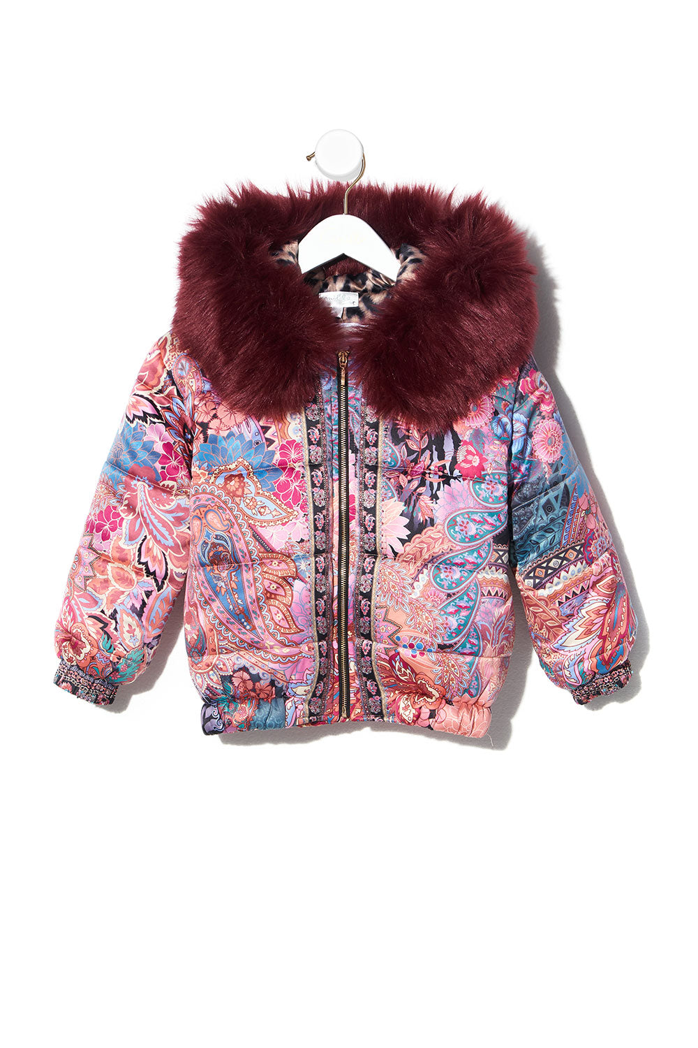 KIDS REVERSIBLE PUFFER WITH REMOVABLE FUR TRIM 4-10 MAYFAIR MARY