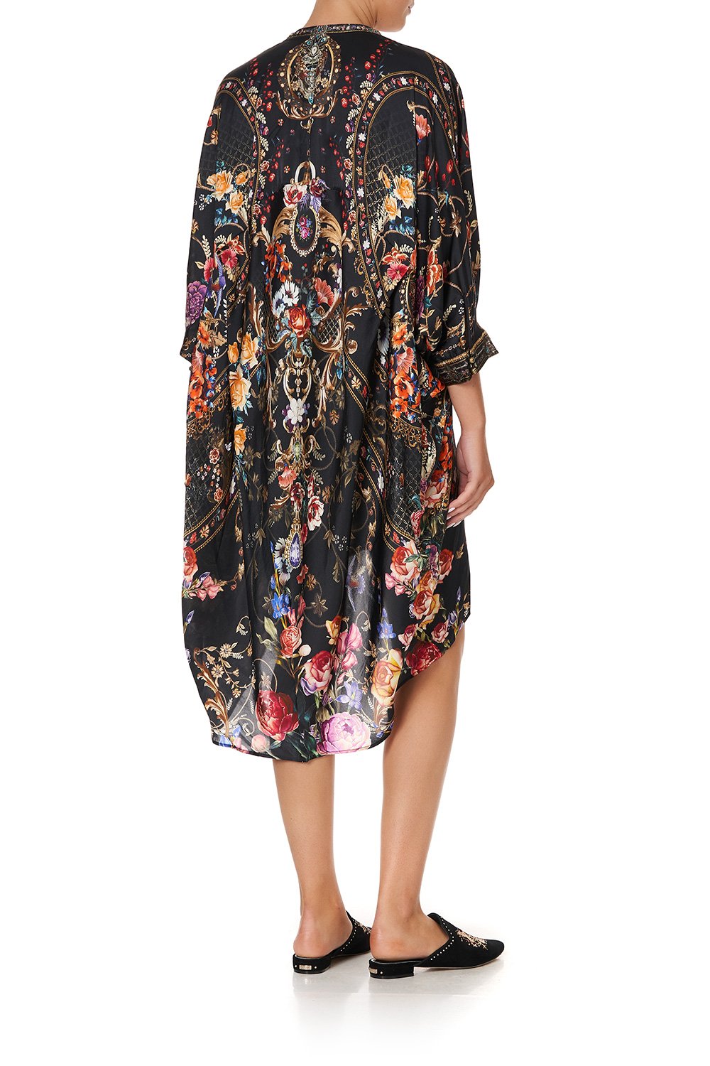 V-NECK DRESS WITH DRAPED BACK BLUSHING MANOR