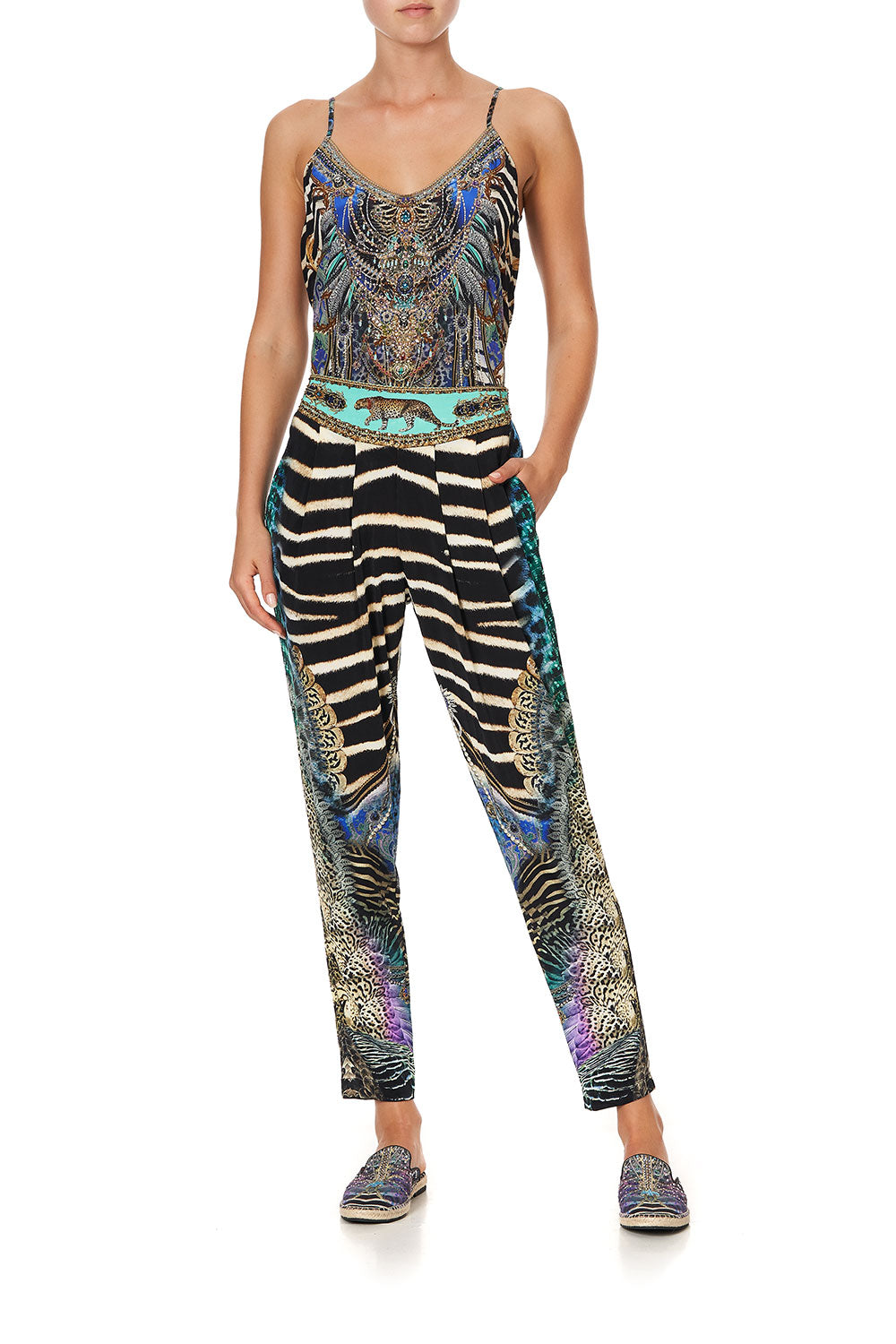 HAREM PANTS WITH FRONT PLEATS ANIMAL ARMY