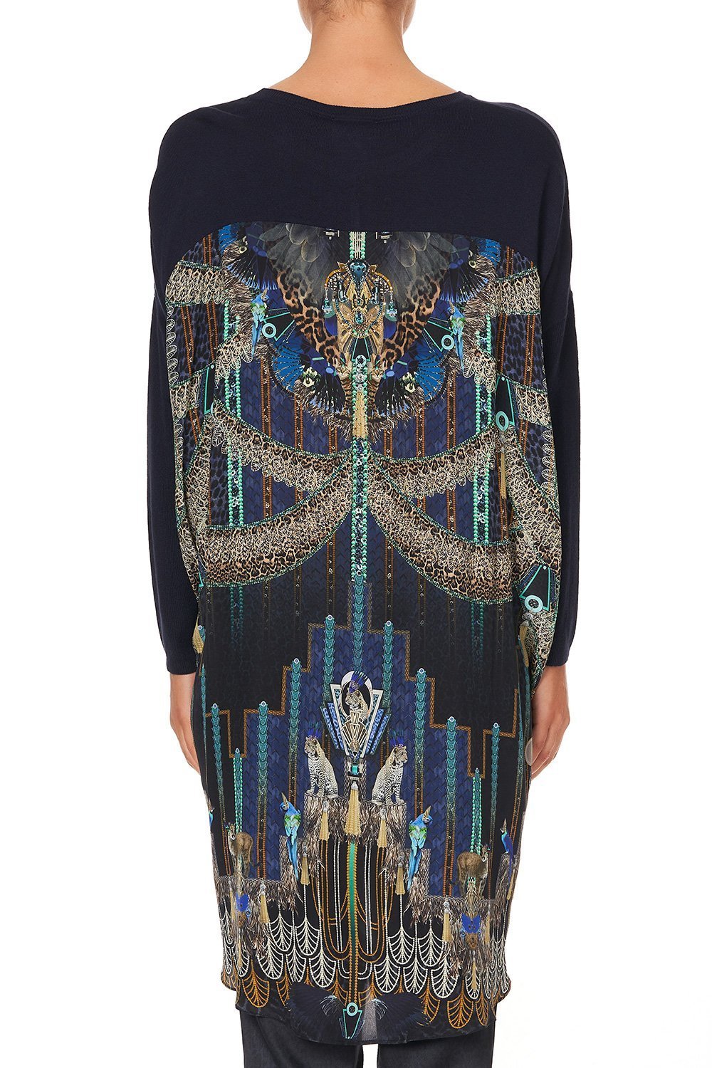 LONG SLEEVE JUMPER WITH PRINT BACK DRIPPING IN DECO
