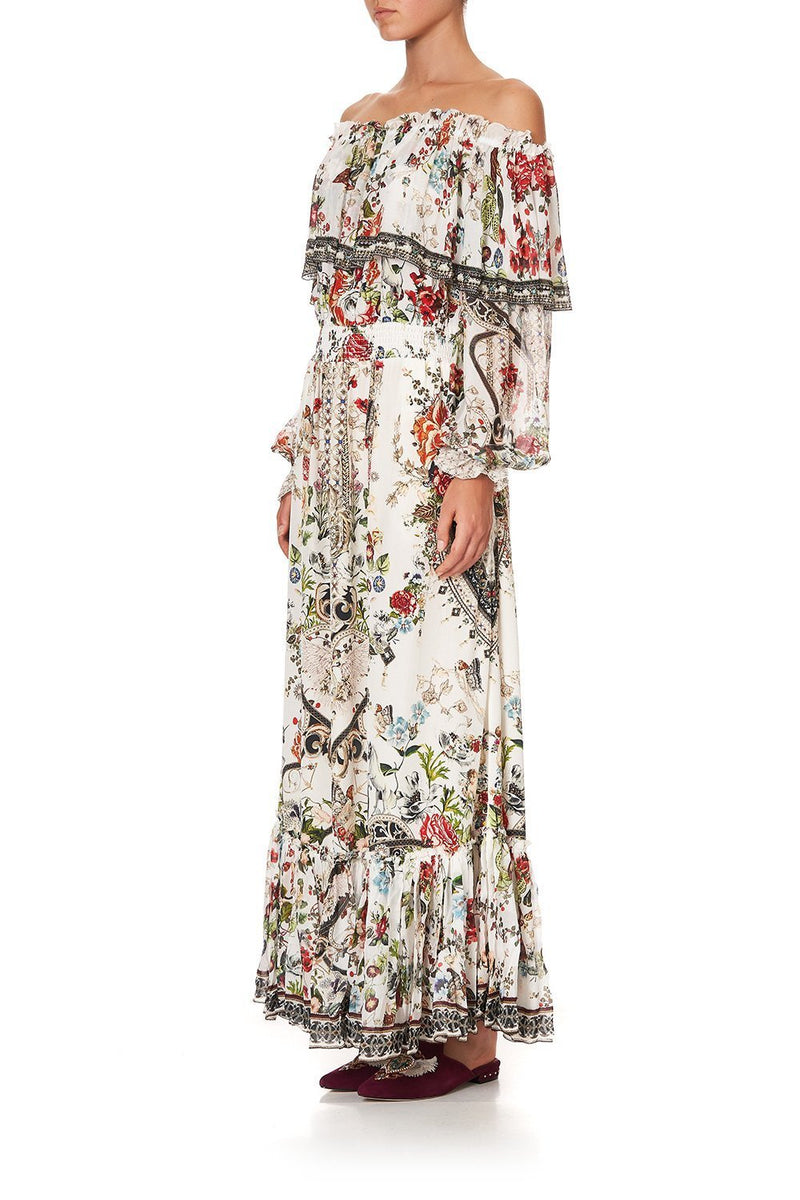 CAMELIA RUFFLE DRESS LINEN (BLUE)