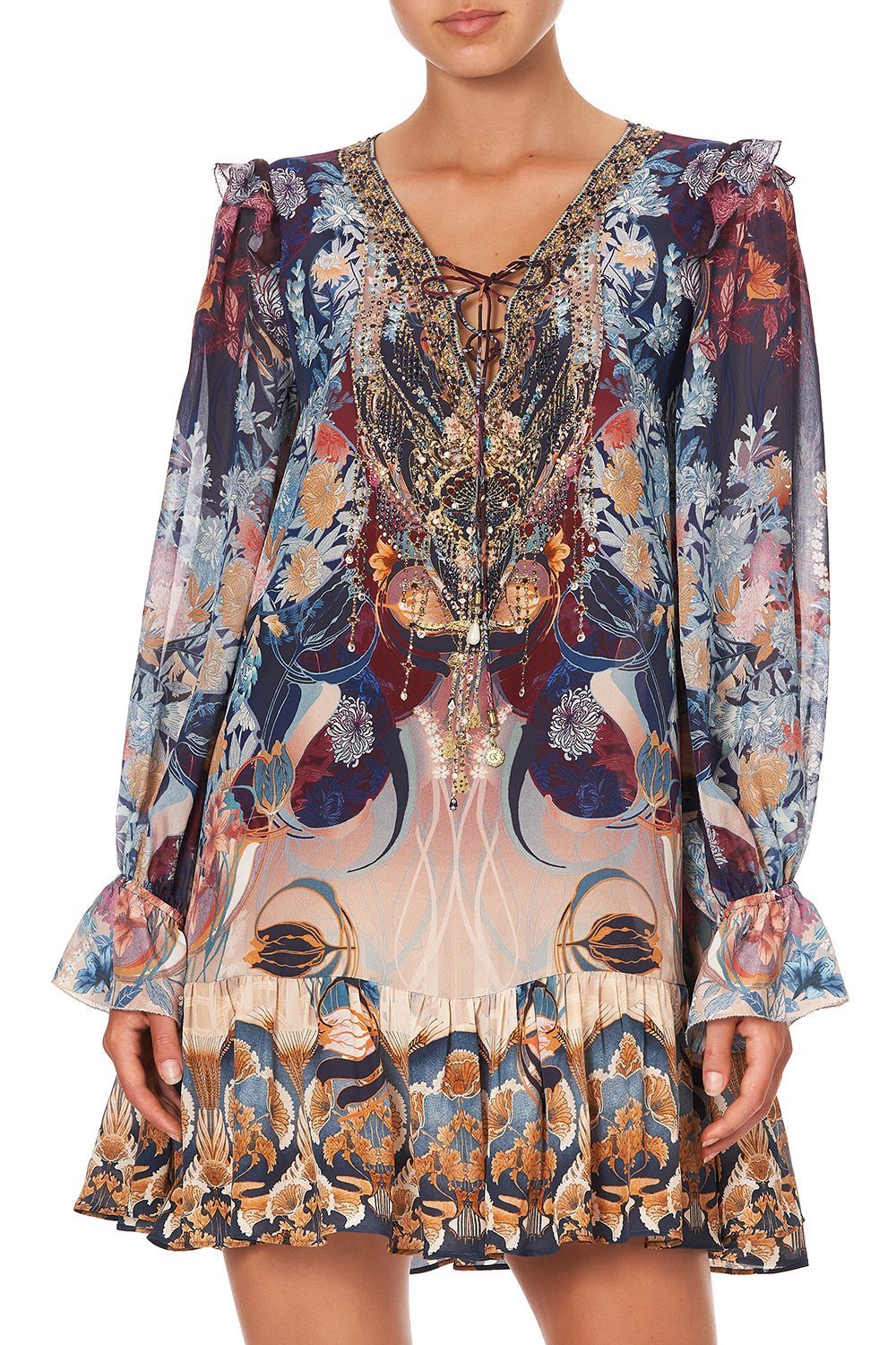 RUFFLE LACE UP DRESS NOUVEAU NIGHTS