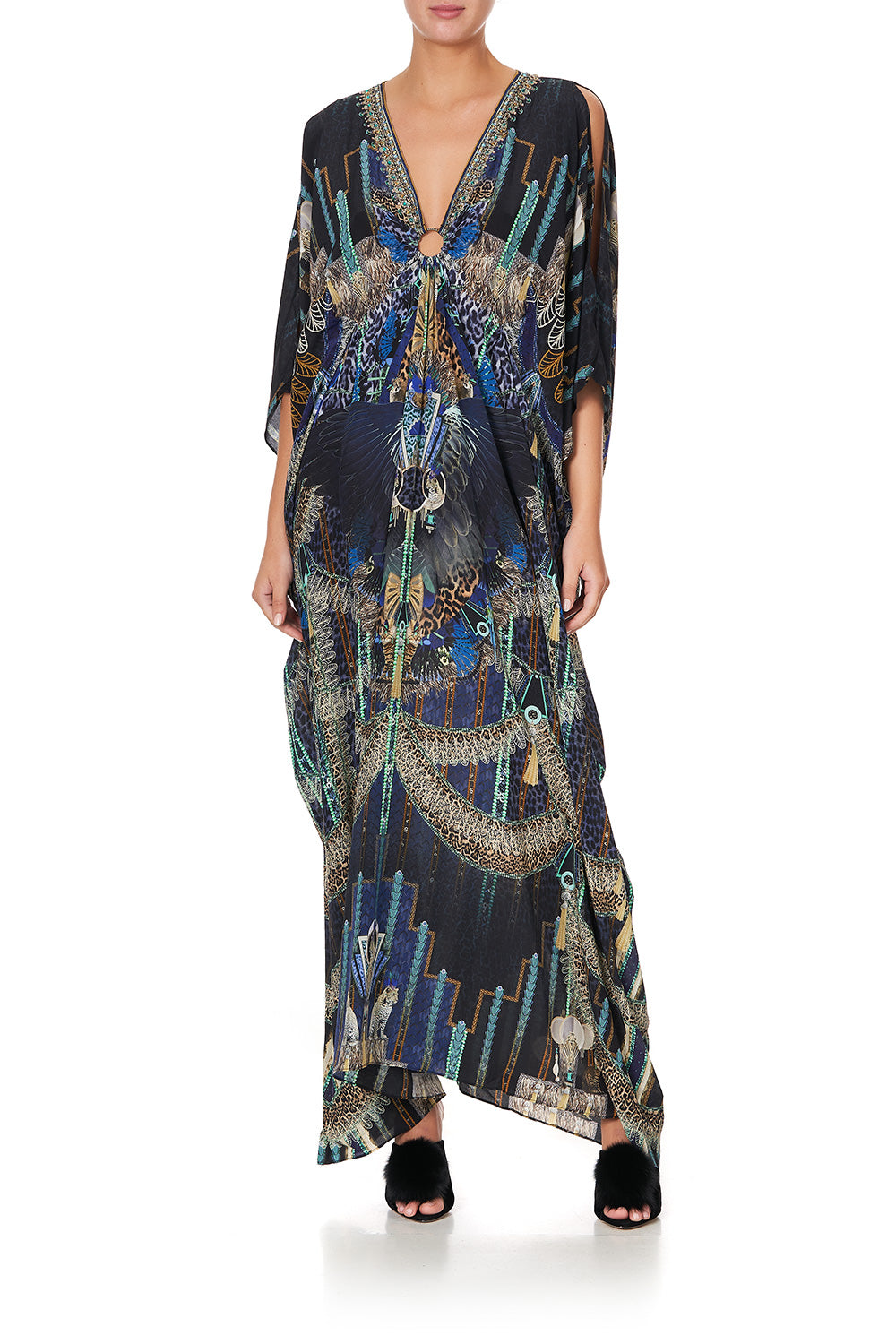 SPLIT SLEEVE KAFTAN WITH HARDWARE DRIPPING IN DECO
