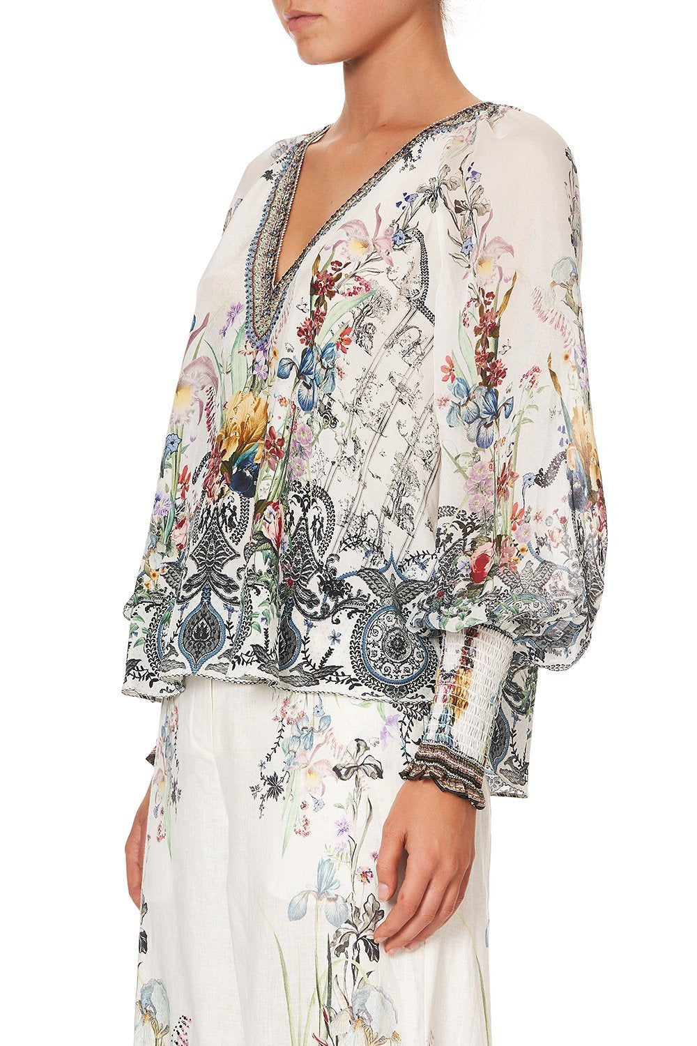 SHIRRED CUFF BLOUSE TRUE ROMANCE