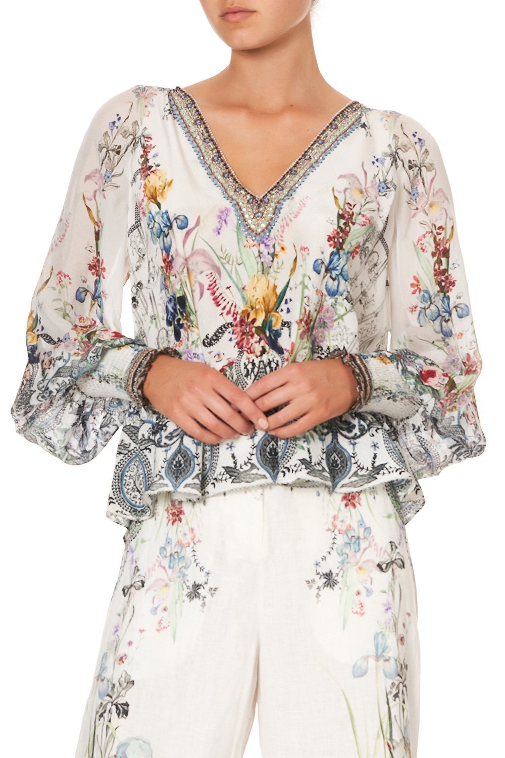 SHIRRED CUFF BLOUSE TRUE ROMANCE