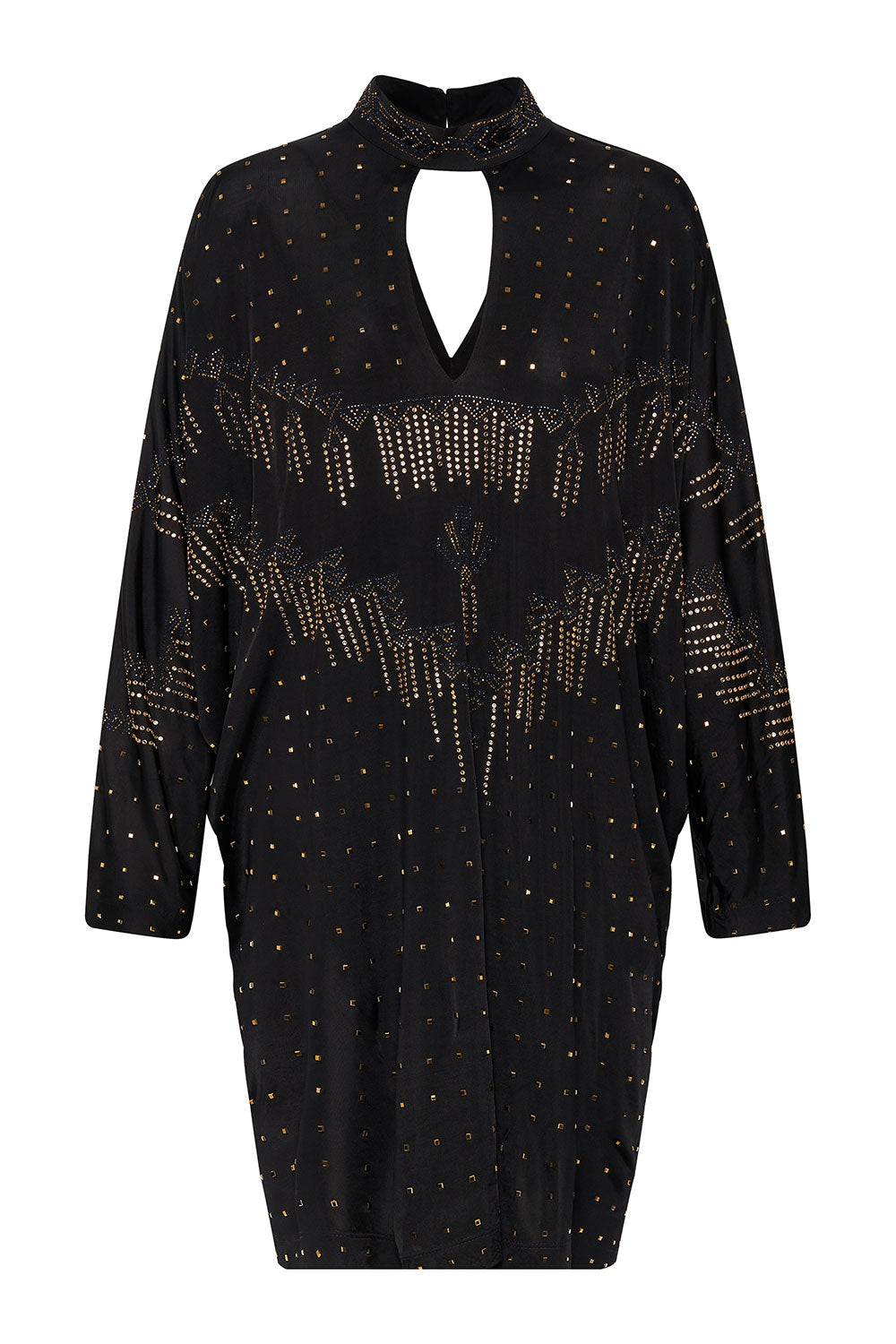 BAT WING DRESS DRIPPING IN DECO