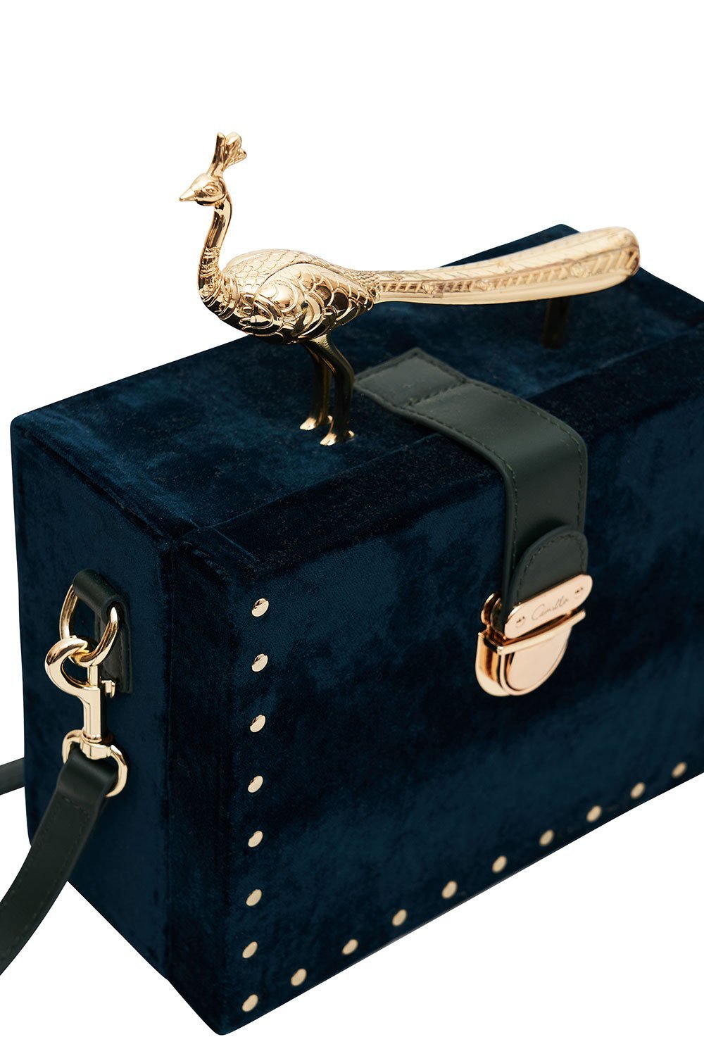PEACOCK HANDLE BOX BAG LUXE EMERALD