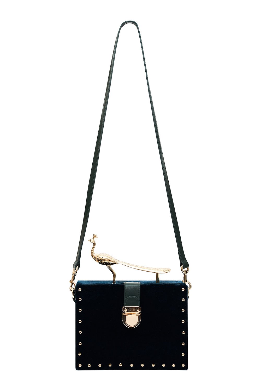 PEACOCK HANDLE BOX BAG LUXE EMERALD