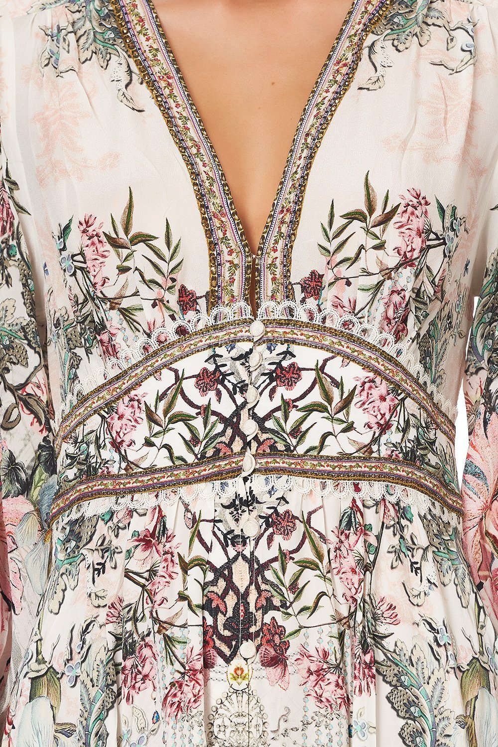 BUTTON DRESS WITH SHAPED WAISTBAND ROMANCE IS BORN