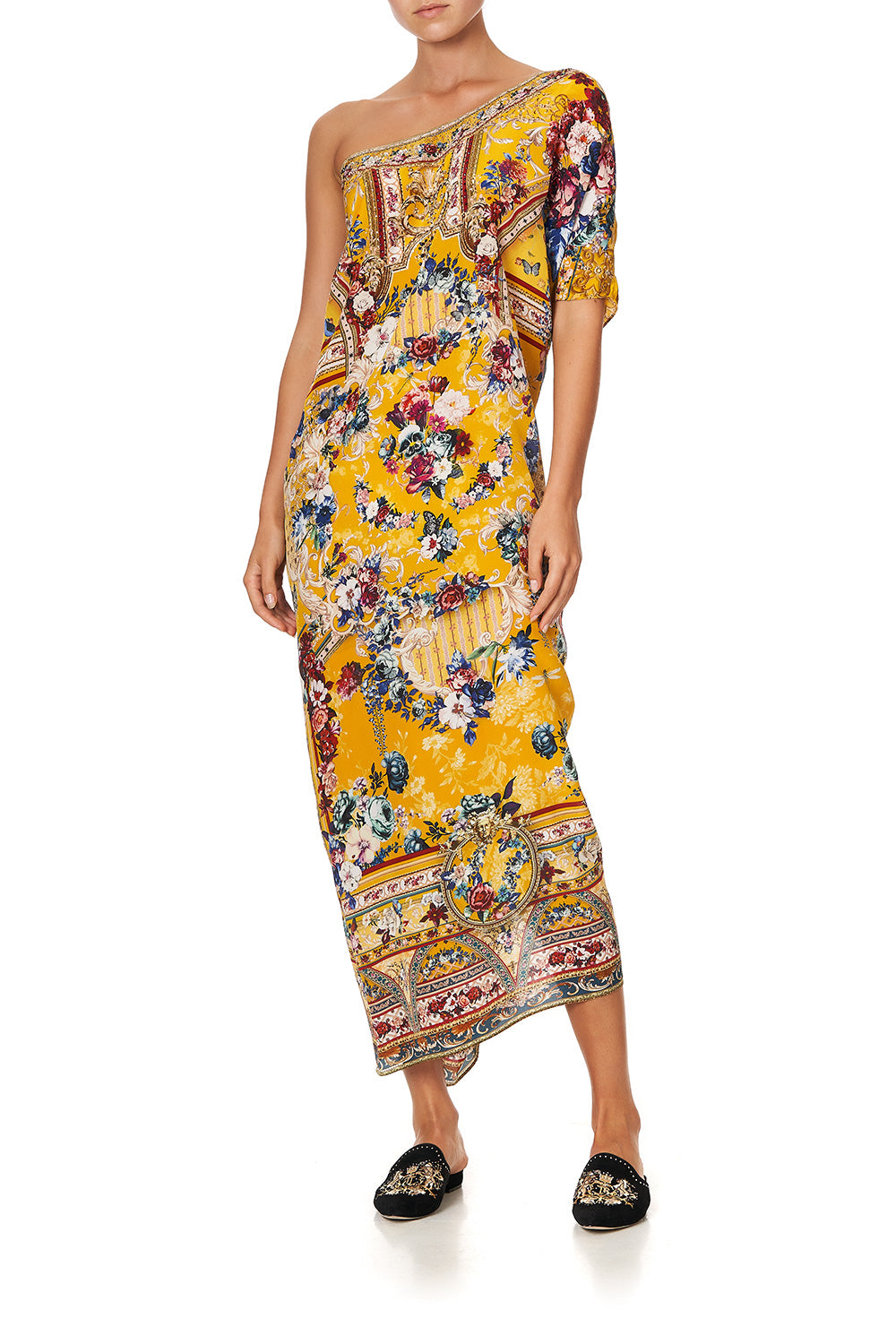 ROUND NECK KAFTAN CROWNED ROSES