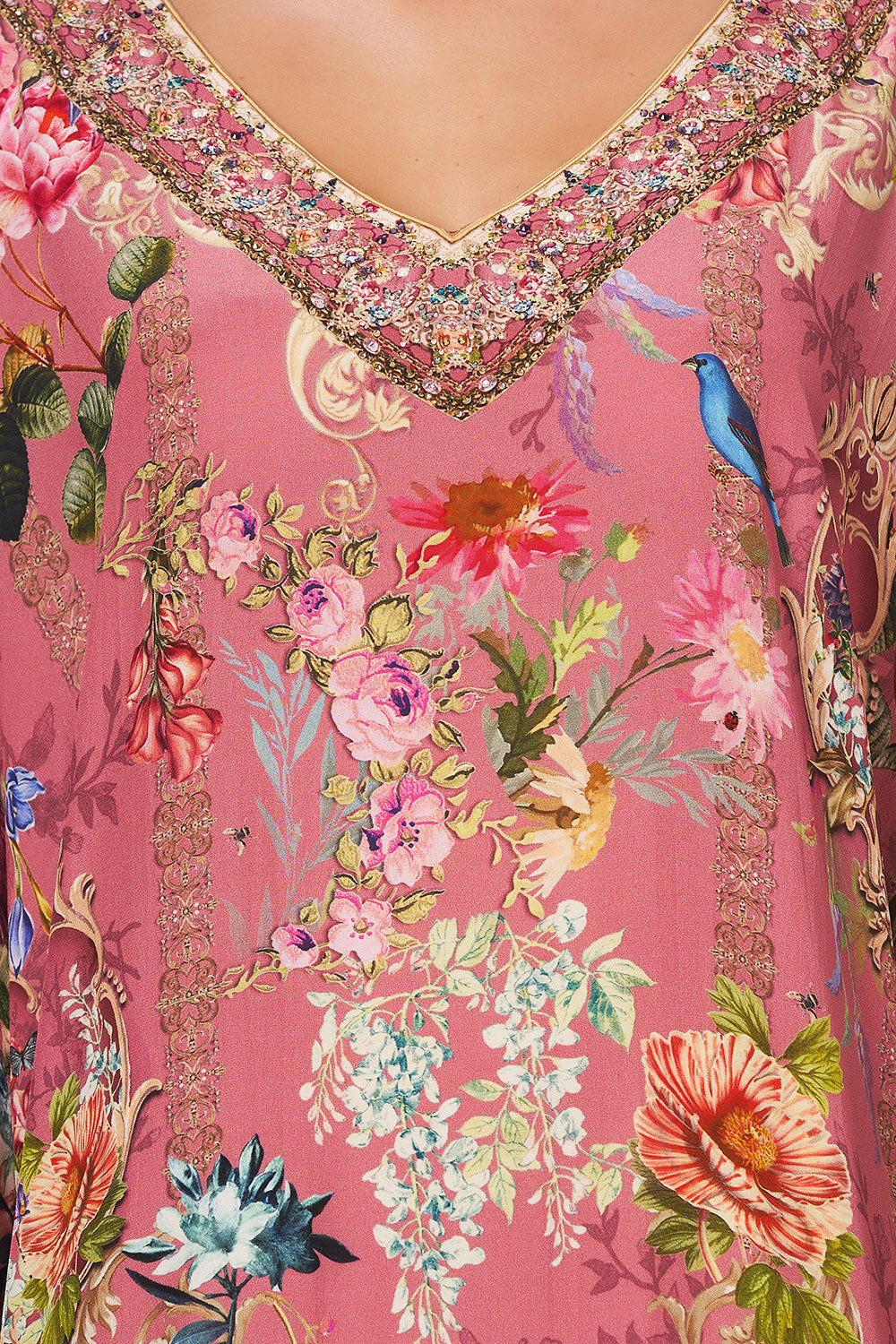 V-NECK KAFTAN PATCHWORK HEART