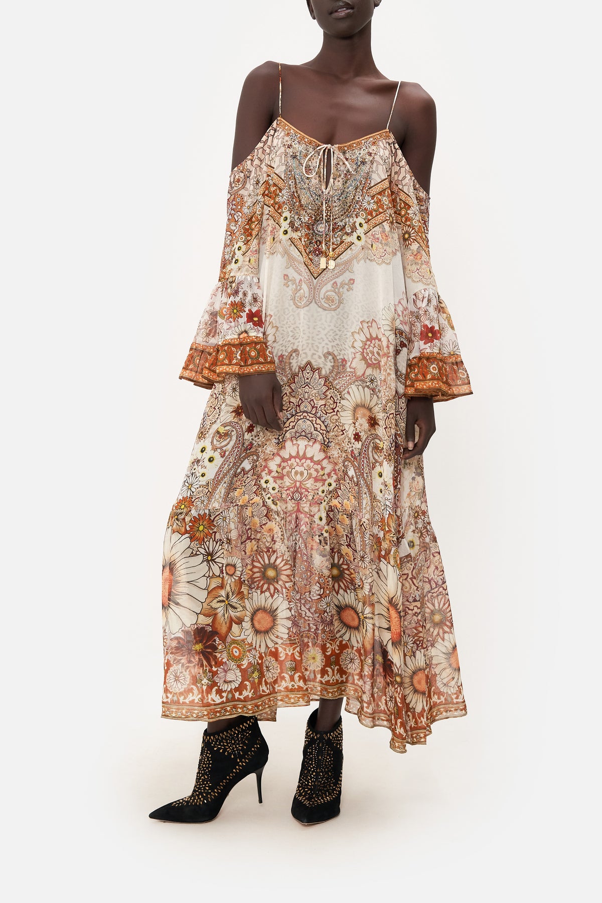 DROP SHOULDER LONG SLEEVE DRESS HEART OF A HIPPIE