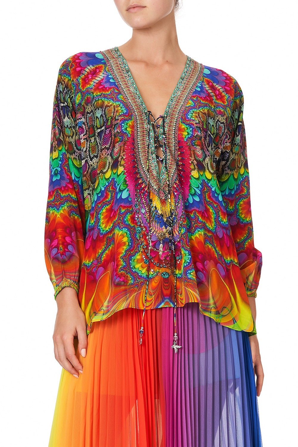 LACE UP BLOUSE COMING DOWN FROM COSMOS