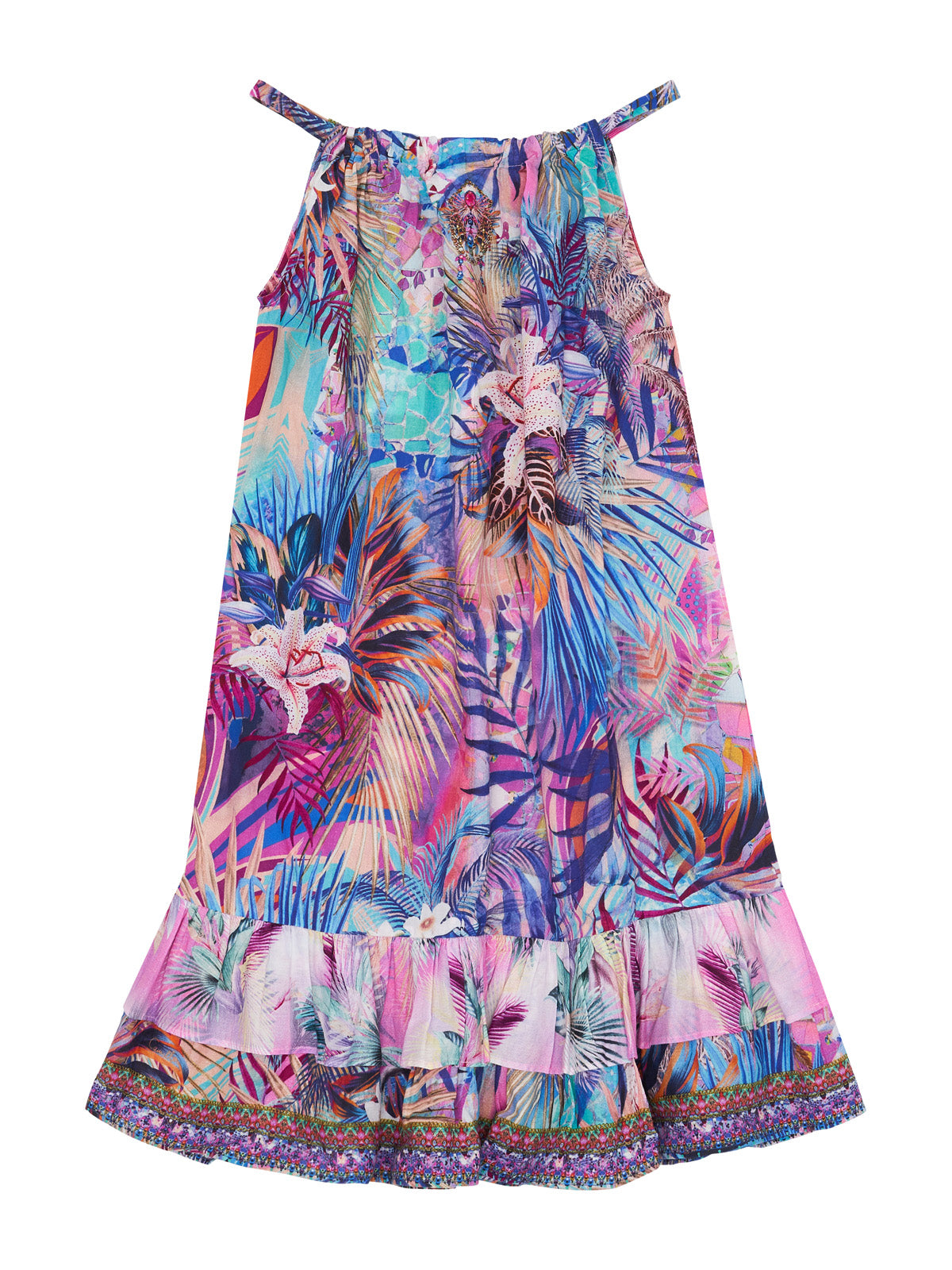 KIDS FRILL HEM TIERED DRESS 12-14 SOUTH BEACH SUNRISE