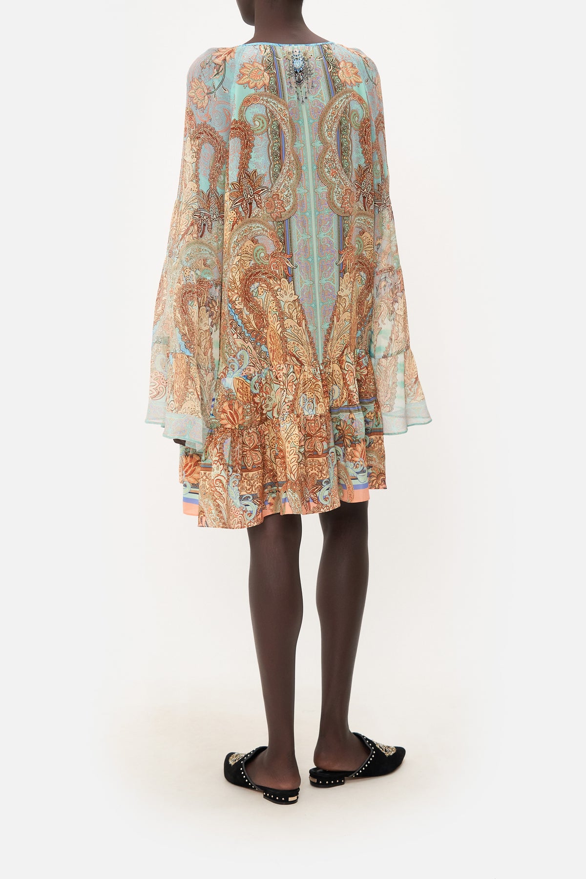 A-LINE GATHERED PANEL DRESS MAKE LOVE NOT WAR