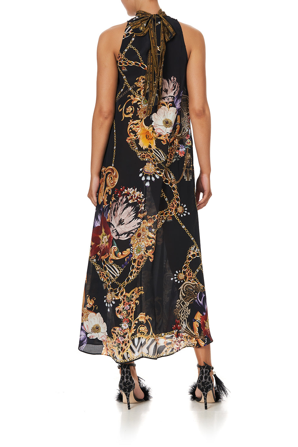 HIGH NECK DRESS WITH BACK NECK TIE A NIGHT IN THE 90S