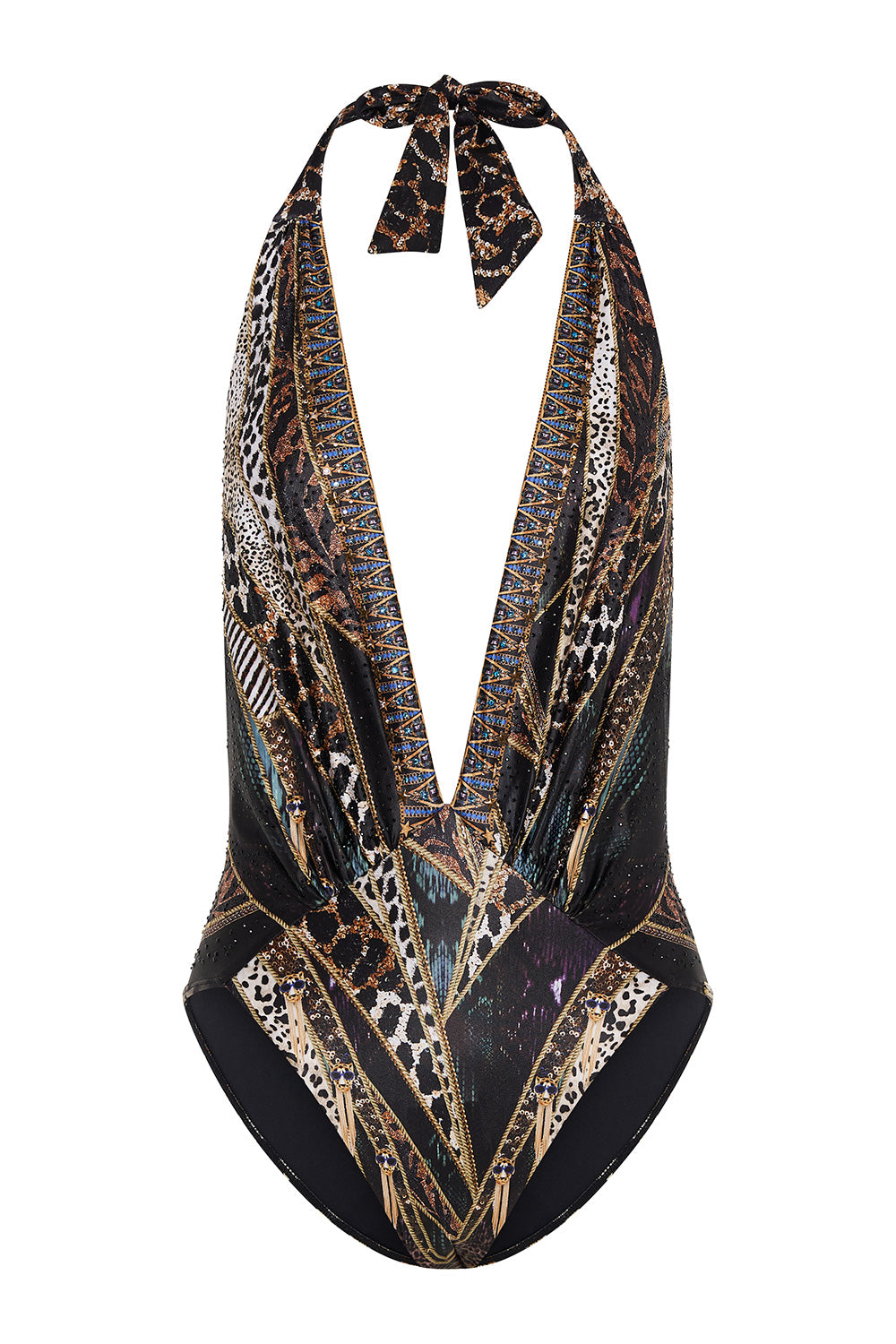 PLUNGE V GATHERED HALTER ONE PIECE LADY STARDUST