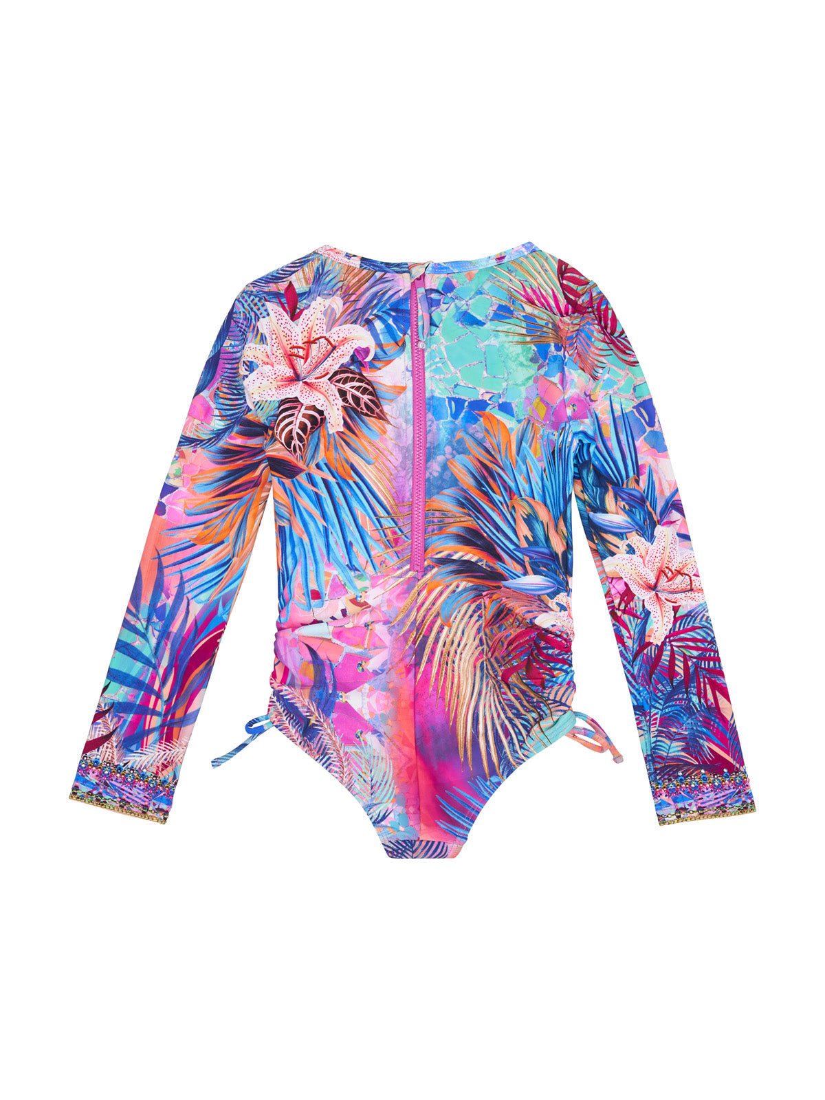 KIDS RUCHED SIDE PADDLESUIT 4-10 SOUTH BEACH SUNRISE