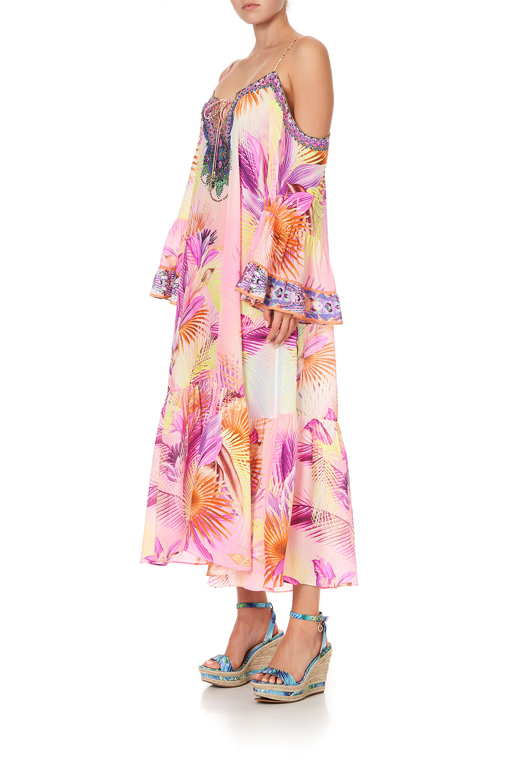 DROP SHOULDER LONG SLEEVE DRESS SOUTH BEACH SUNRISE