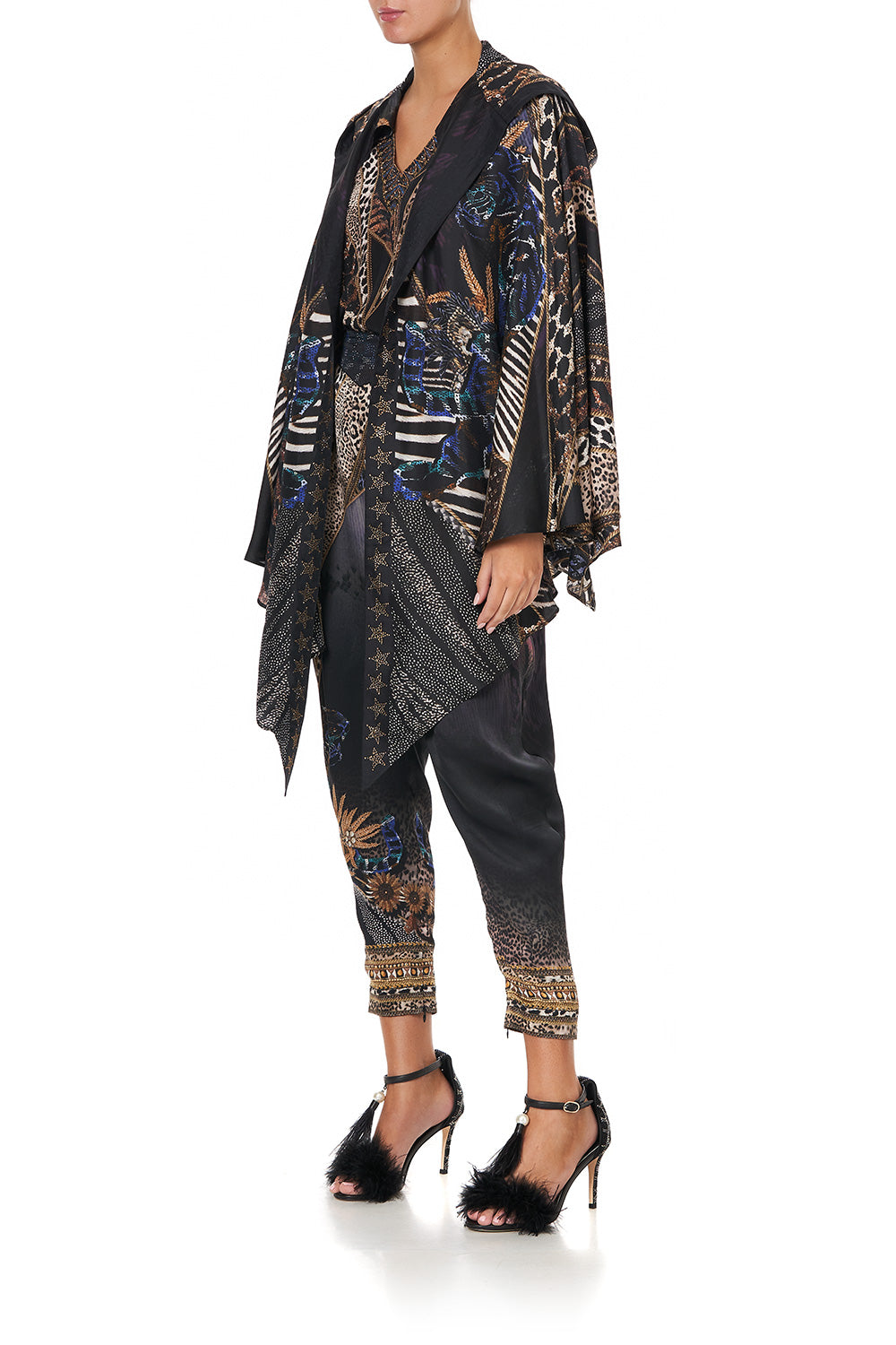 SILK HOODED SHAWL LADY STARDUST