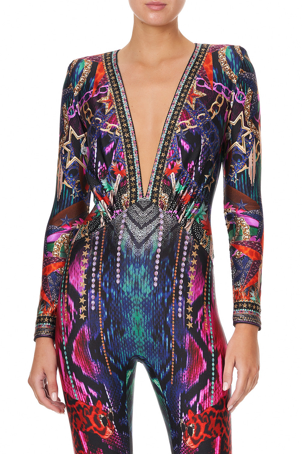 PLUNGE FRONT CATSUIT ROCKET WOMAN