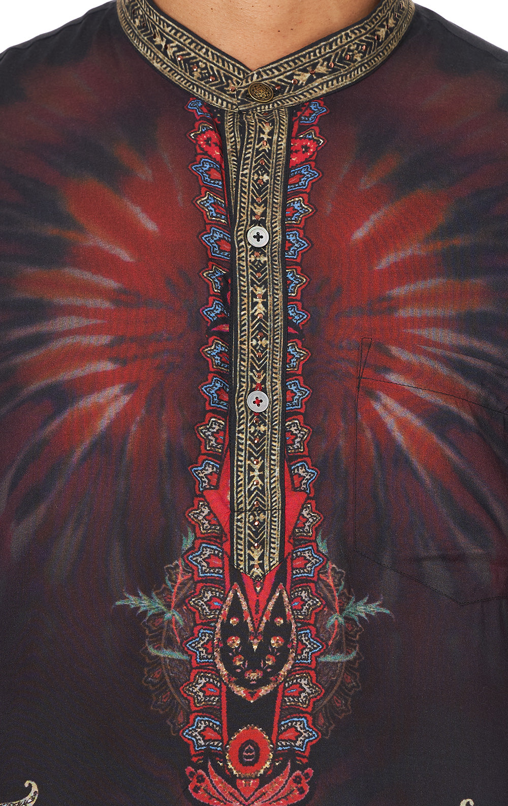 SHORT SLEEVE MANDARIN SHIRT WOODSTOCK ROCK