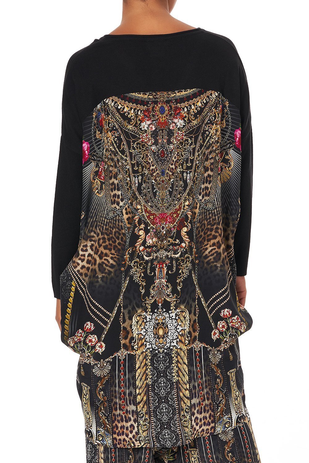 V NECK JUMPER WITH PRINT BACK GOTHIC GODDESS