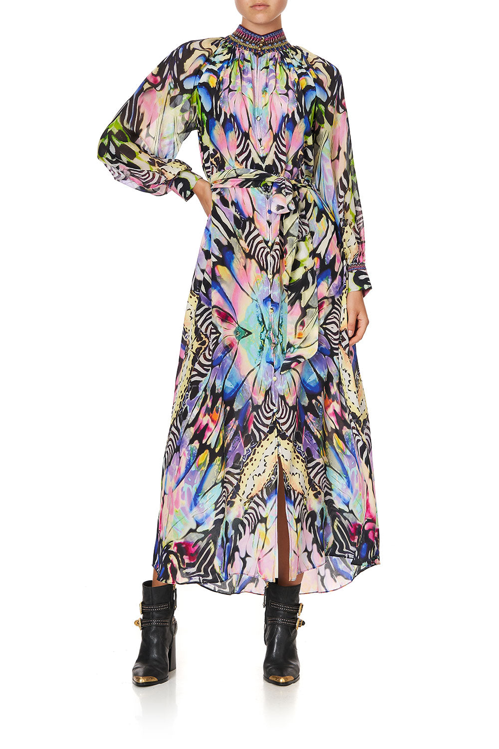 RAGLAN SLEEVE MIDI SHIRT DRESS TRANCE TEMPTATION