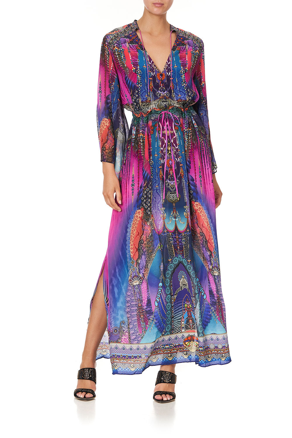 DRAWSTRING BUTTON UP DRESS MIDNIGHT MADNESS