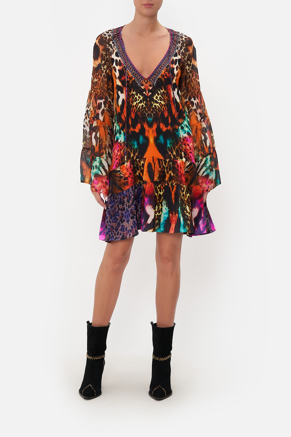 A-LINE GATHERED PANEL DRESS SURREALIST SUSPENSION