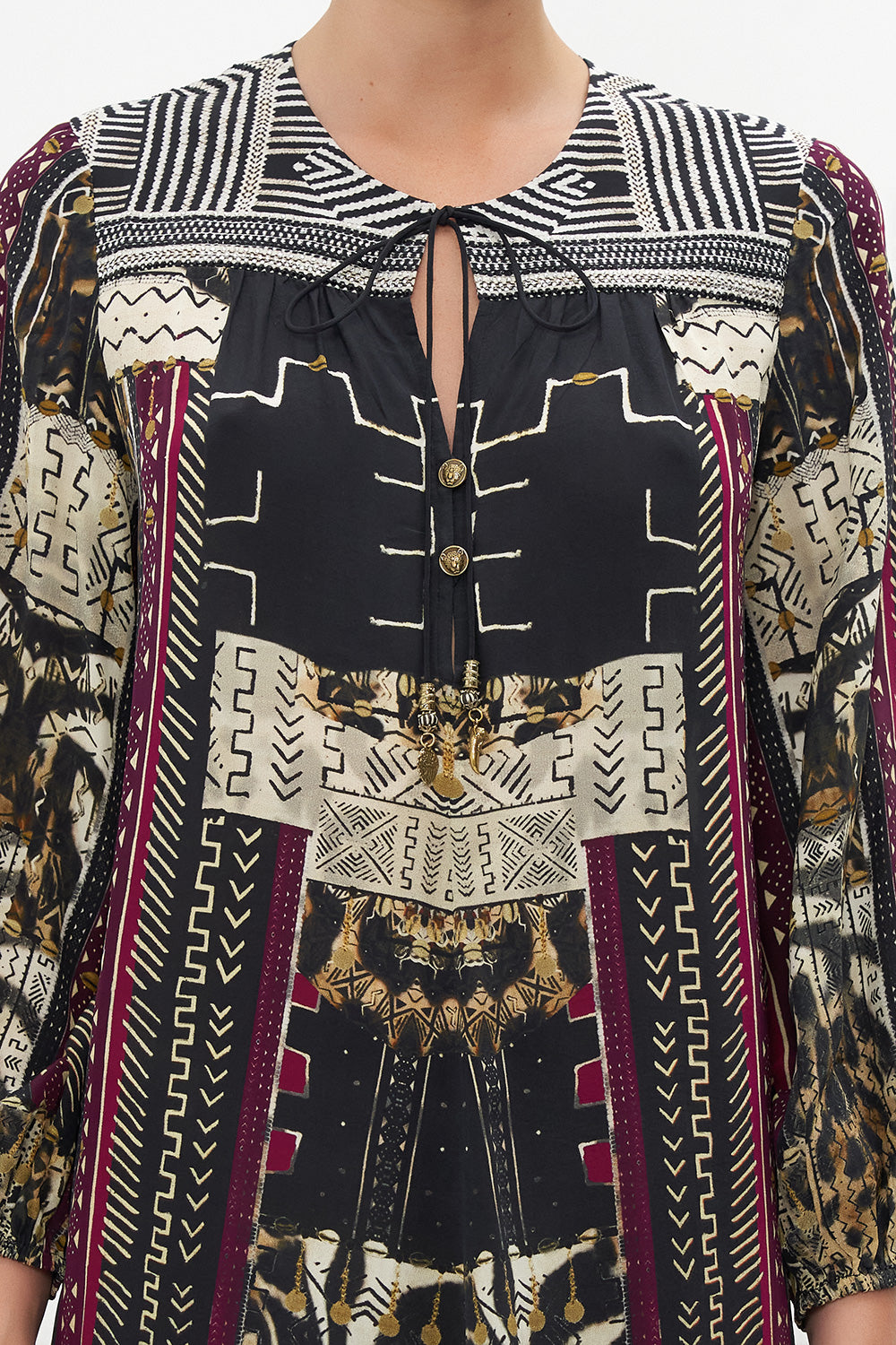 BUTTON UP DRESS WITH YOKE DESERT DREAMS