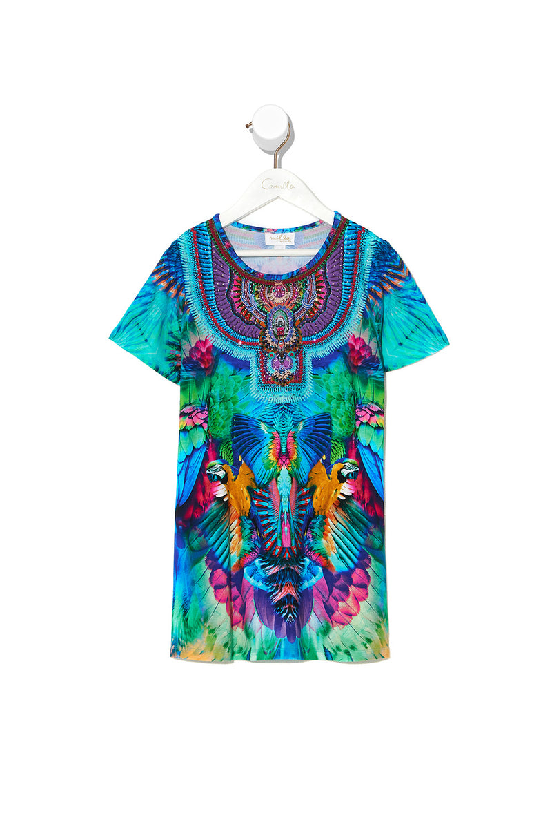 KIDS T-SHIRT DRESS WITH FLARE HEM 12-14 HEART OF A DRAGON