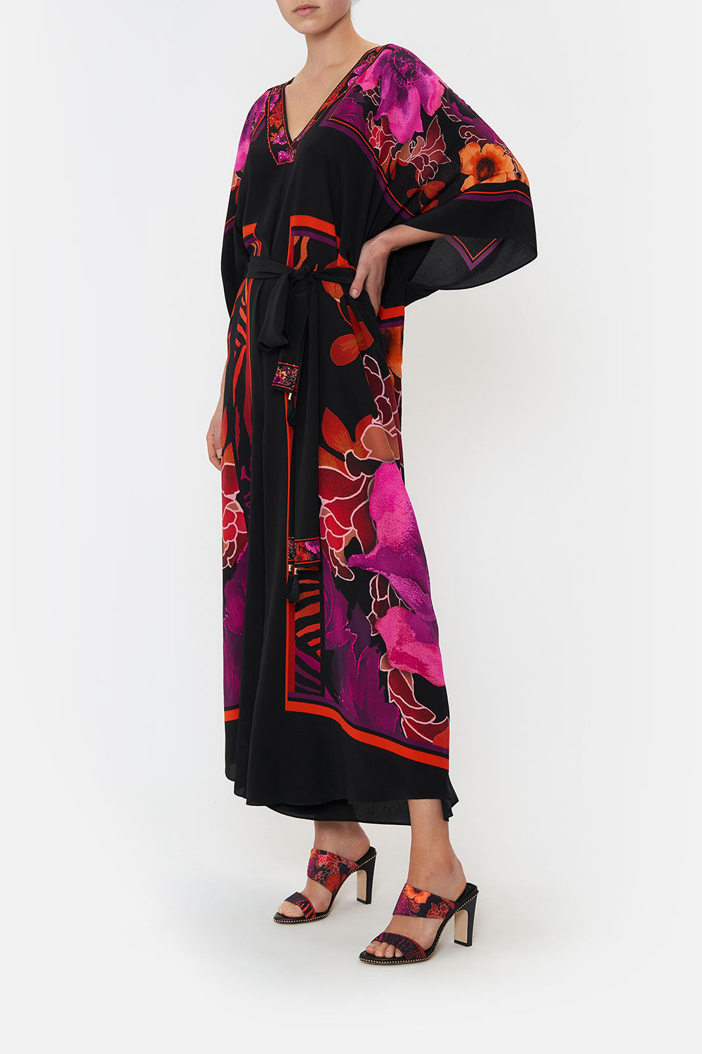 SCARF JUMPSUIT WITH BELT MIDNIGHT POPPY