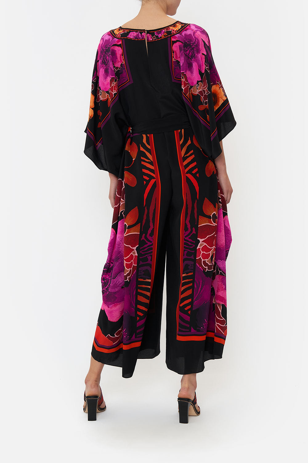 SCARF JUMPSUIT WITH BELT MIDNIGHT POPPY