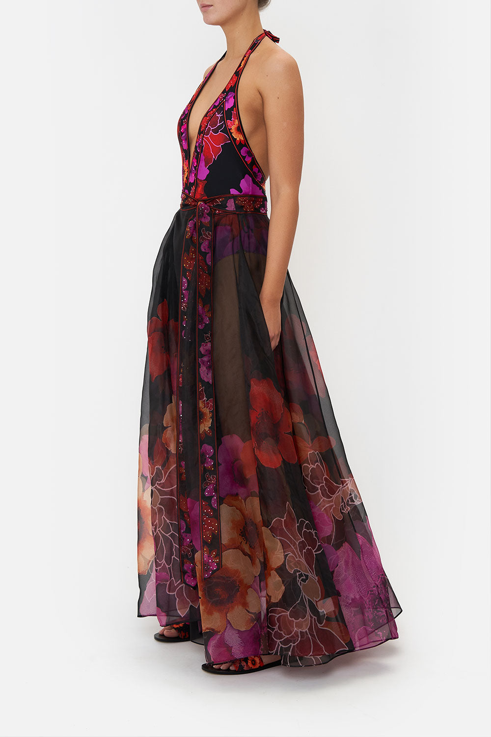 MAXI WRAP SKIRT MIDNIGHT POPPY