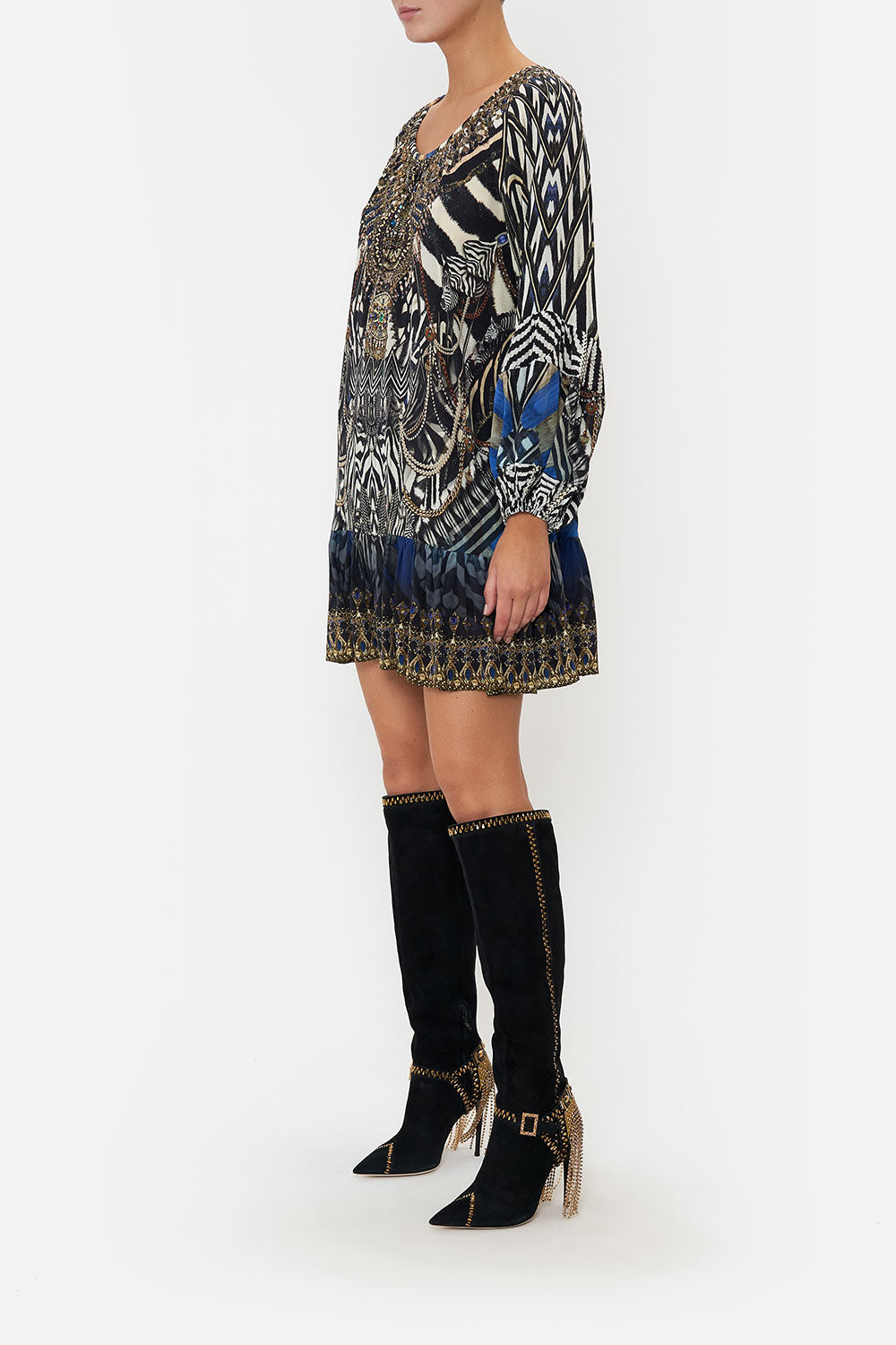 BLOUSON SLEEVE A LINE FRILL DRESS KNIGHT OF THE WILD