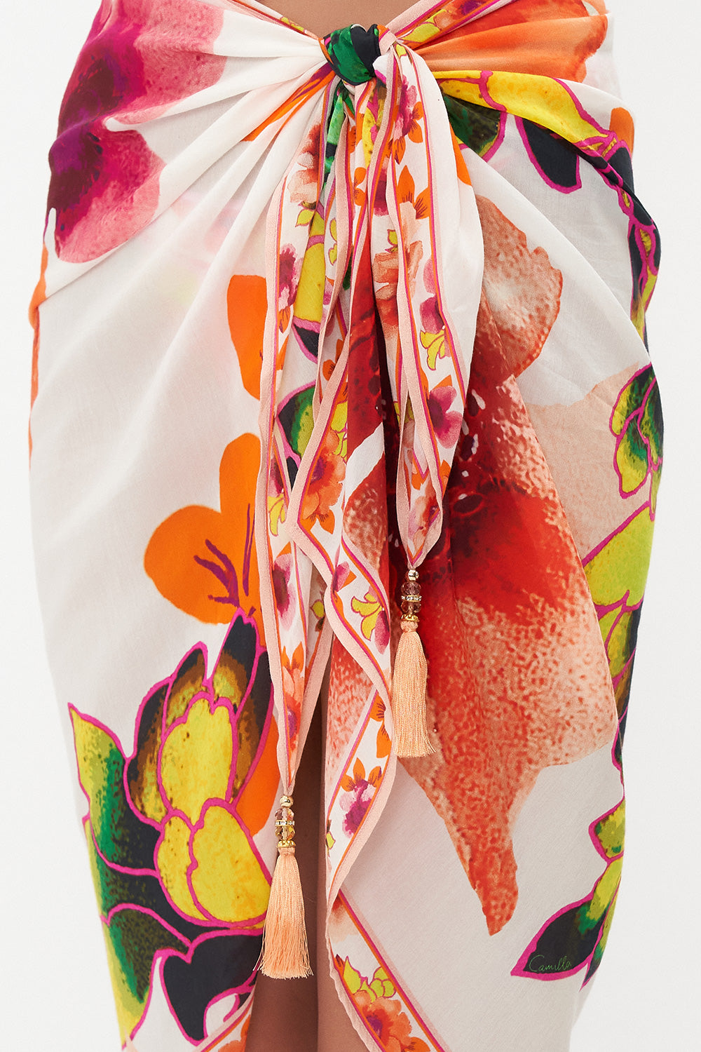 SHORT TASSEL SARONG PRETTY AS A POPPY