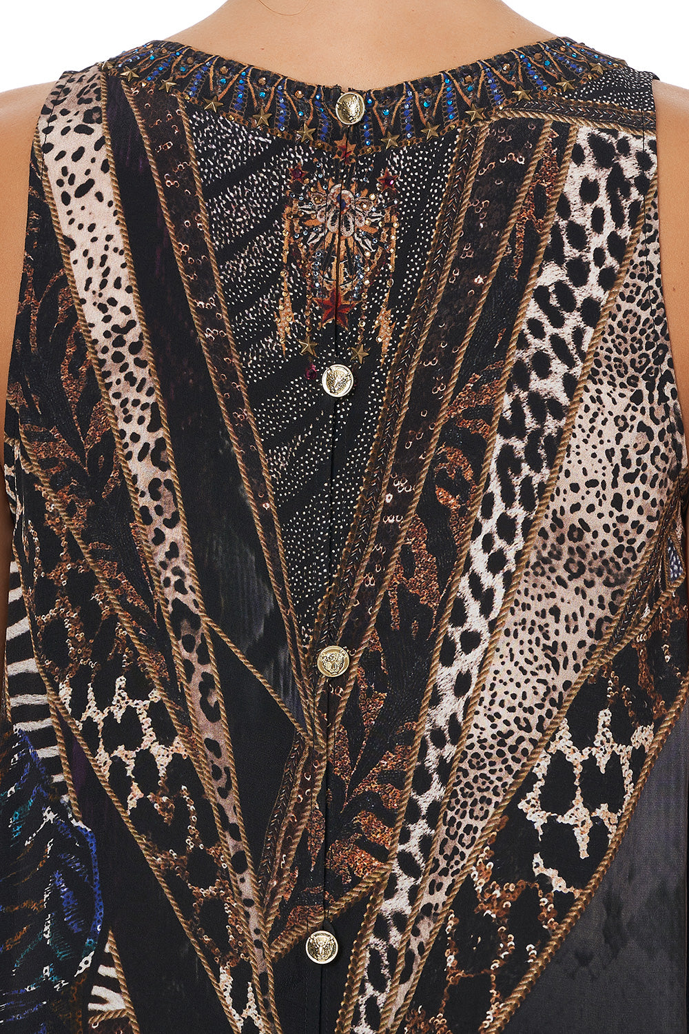 V NECK BUTTON BACK TOP LADY STARDUST