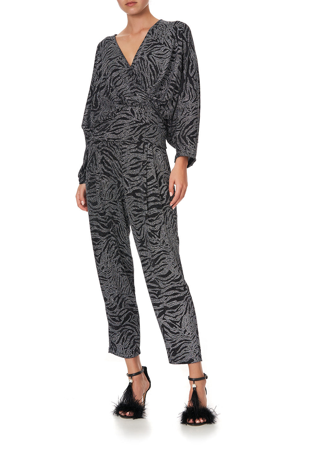 DOLMAN SLEEVE JERSEY TOP SOLID BLACK