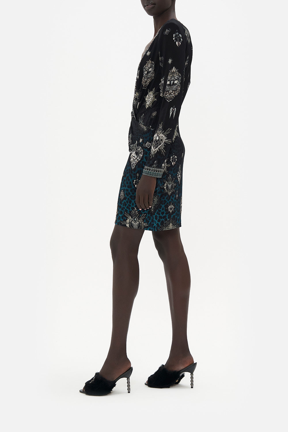 V-NECK CROSS FRONT DRESS ANIMAL ANARCHY