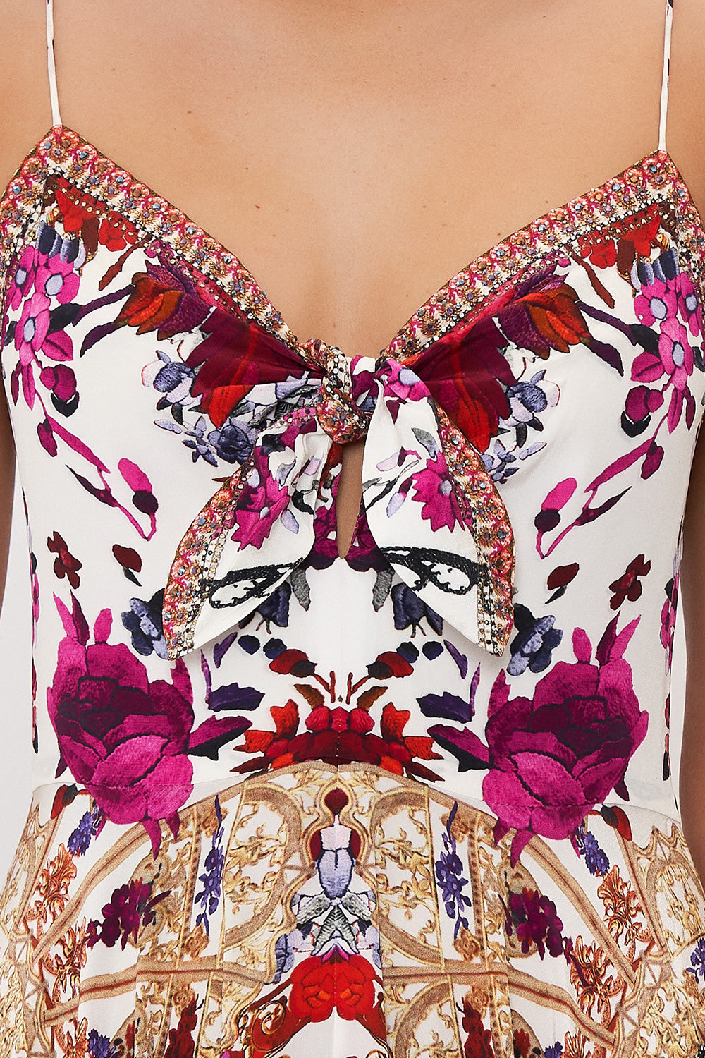 LONG DRESS WITH TIE FRONT REIGN OF ROSES