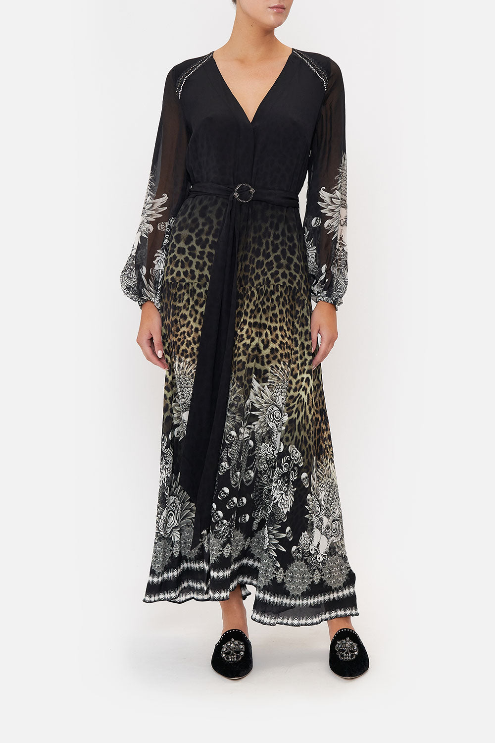 V NECK DRESS WITH BELT ORDER OF DISORDER