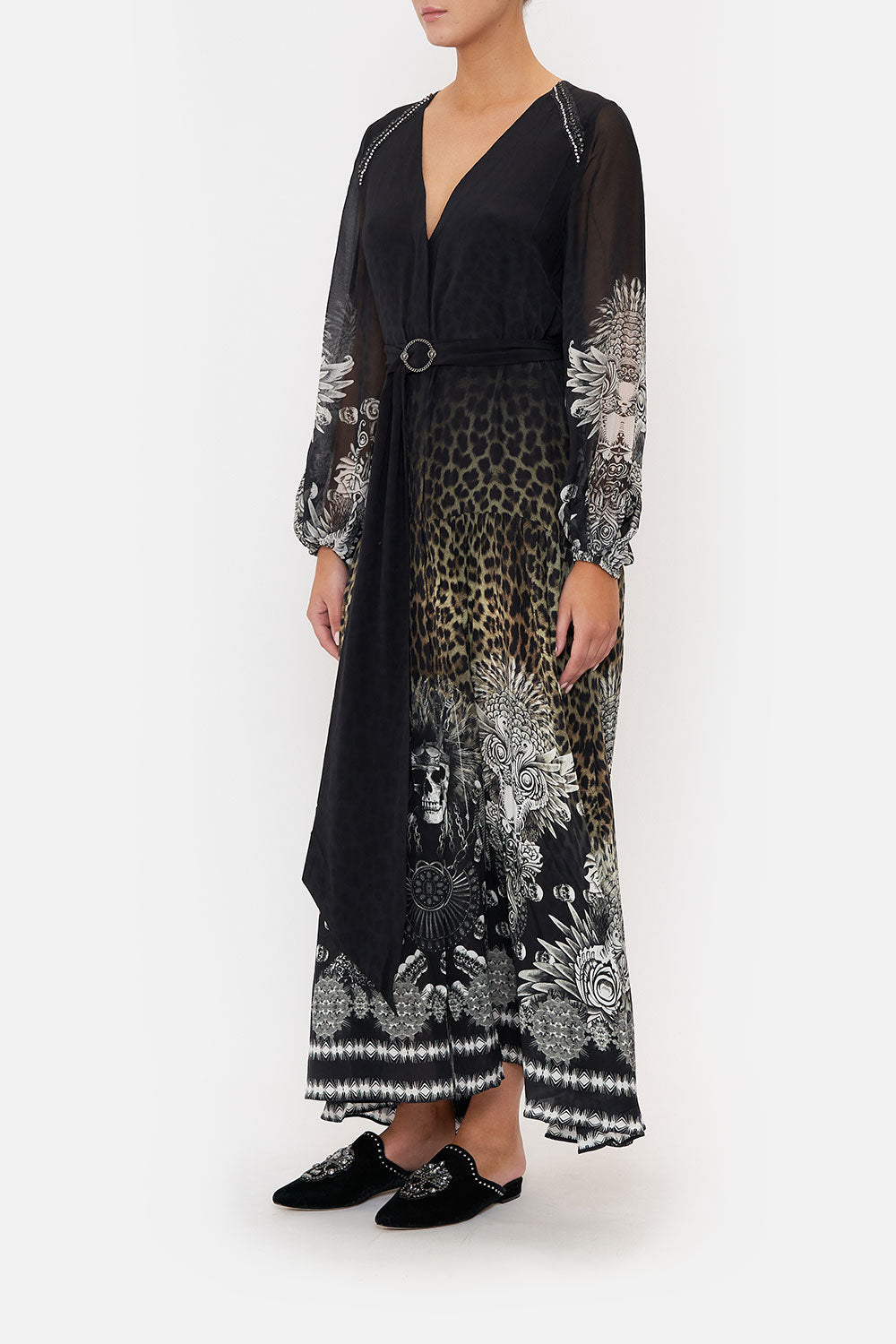 V NECK DRESS WITH BELT ORDER OF DISORDER