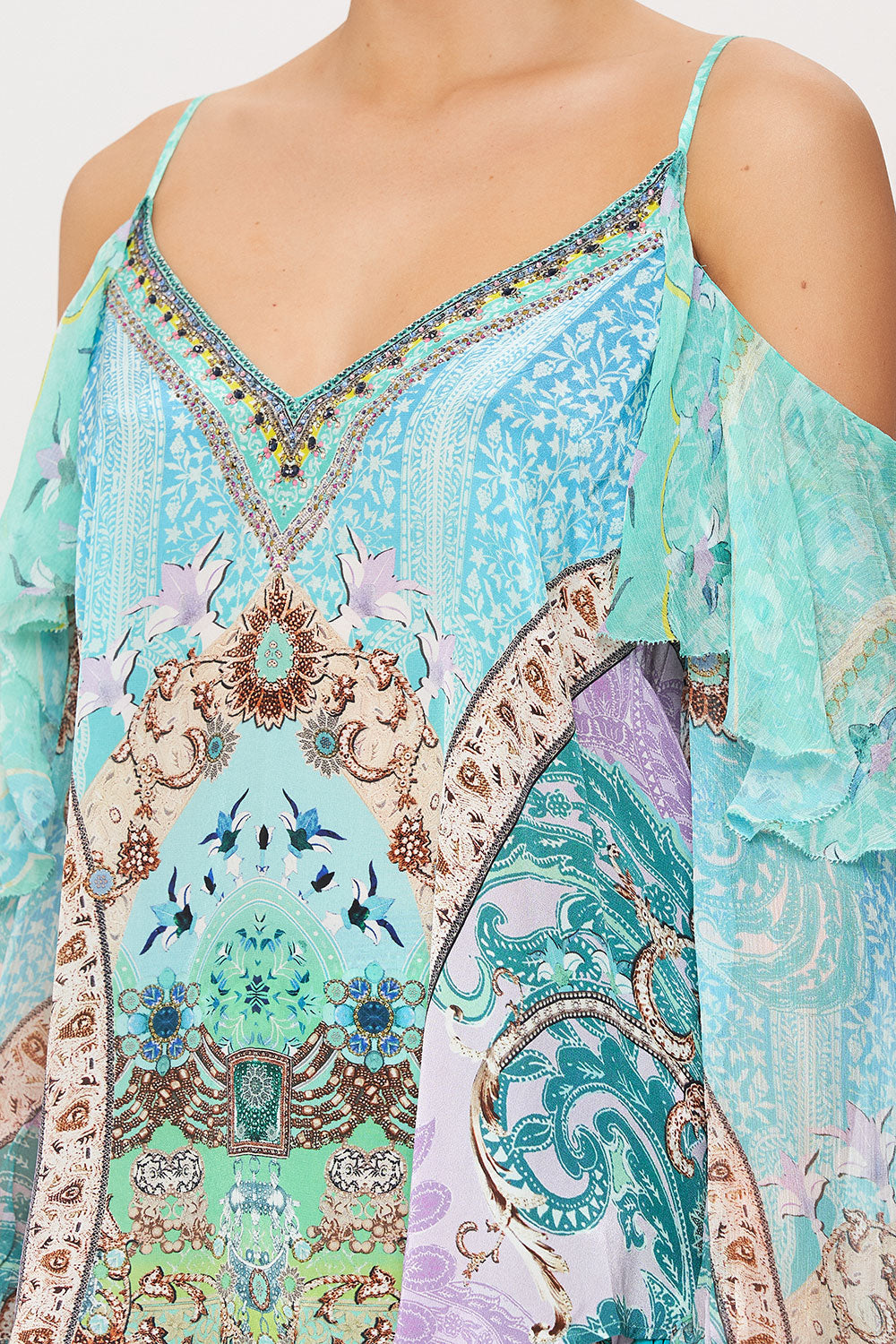 DROP SHOULDER RUFFLE BLOUSE TURN BACK TIME